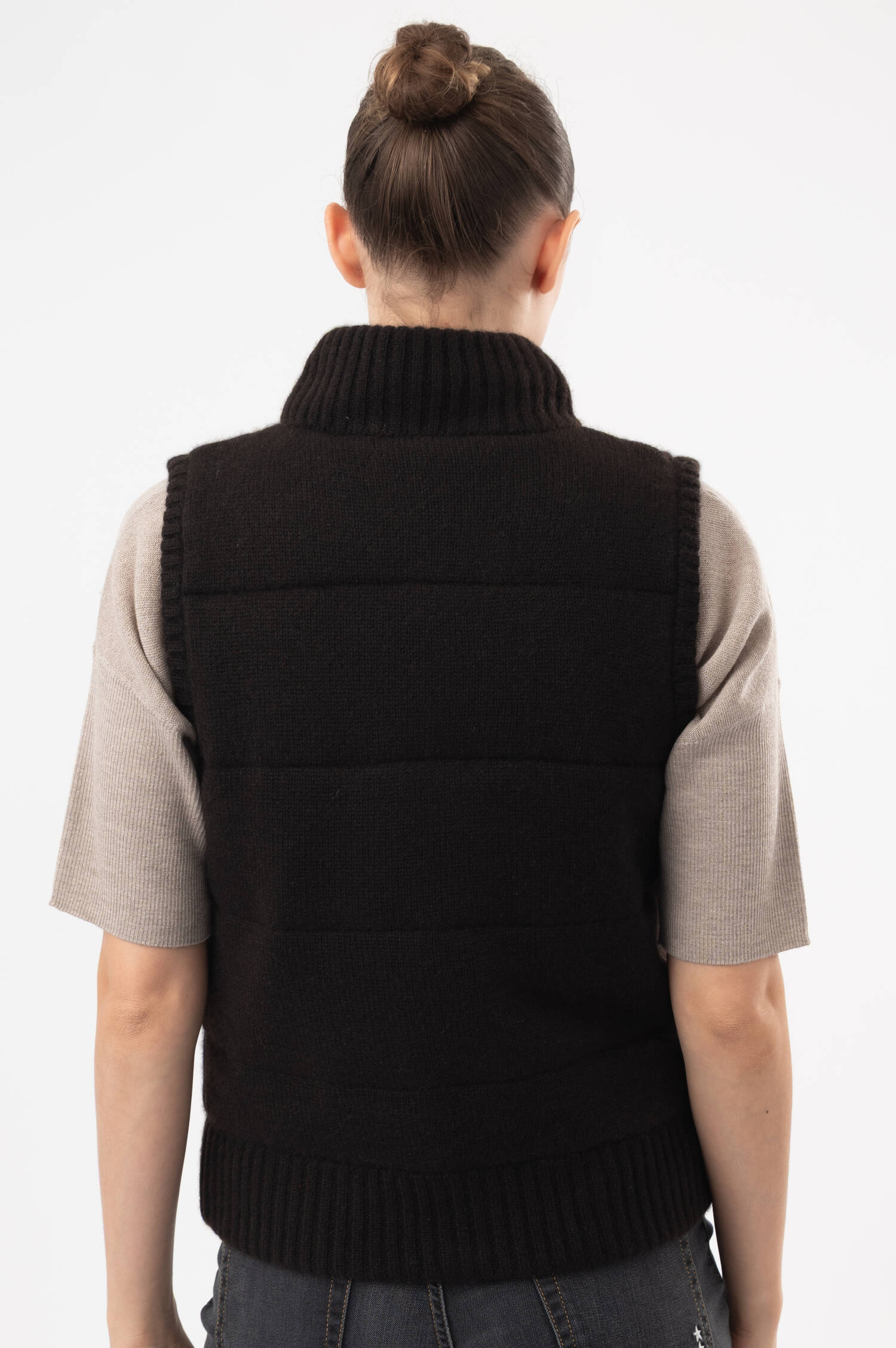 Cashmere-Gilet in Dunkelbraun