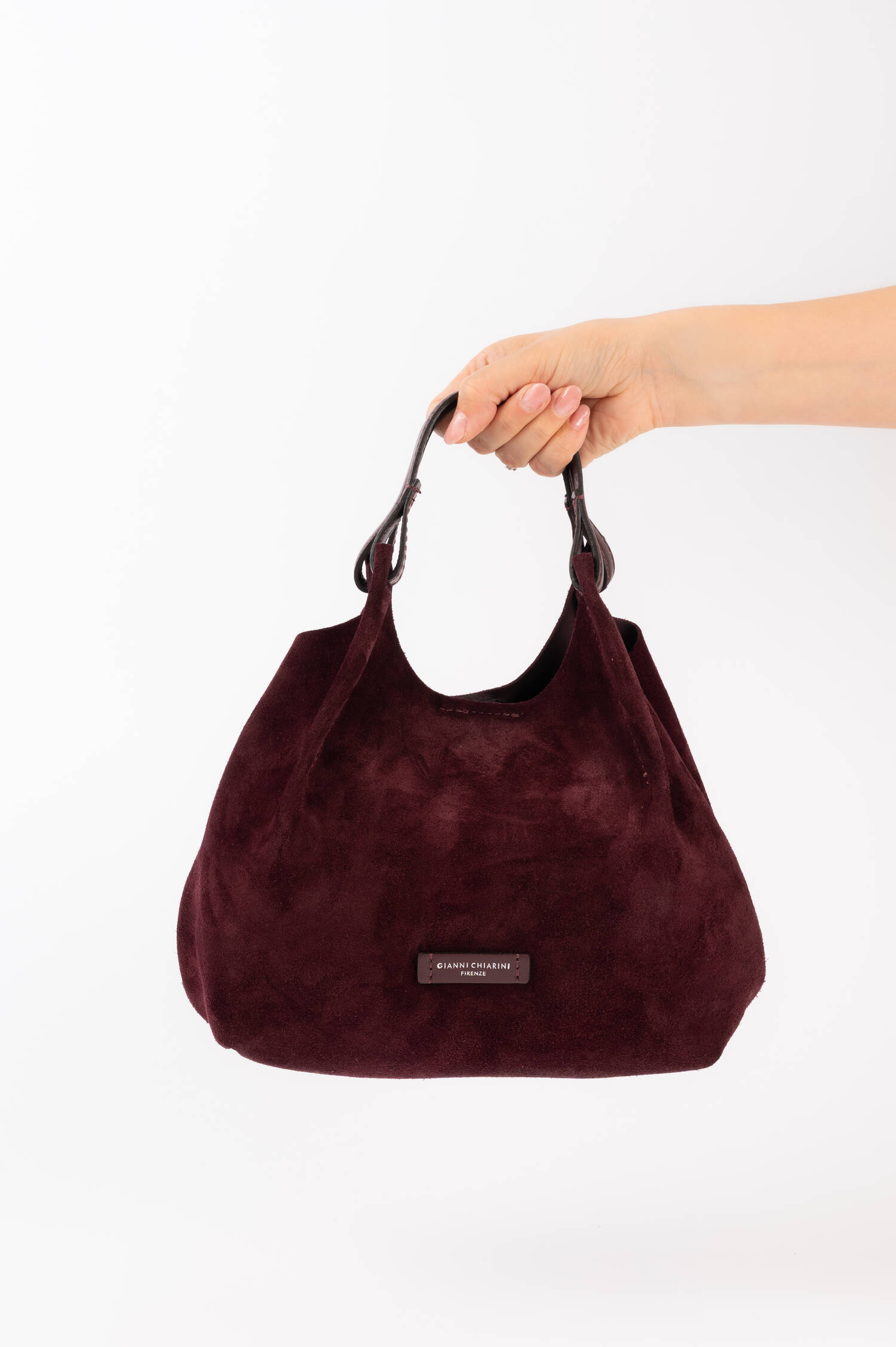 Kleine Veloursleder Tasche DUA in Bordeaux