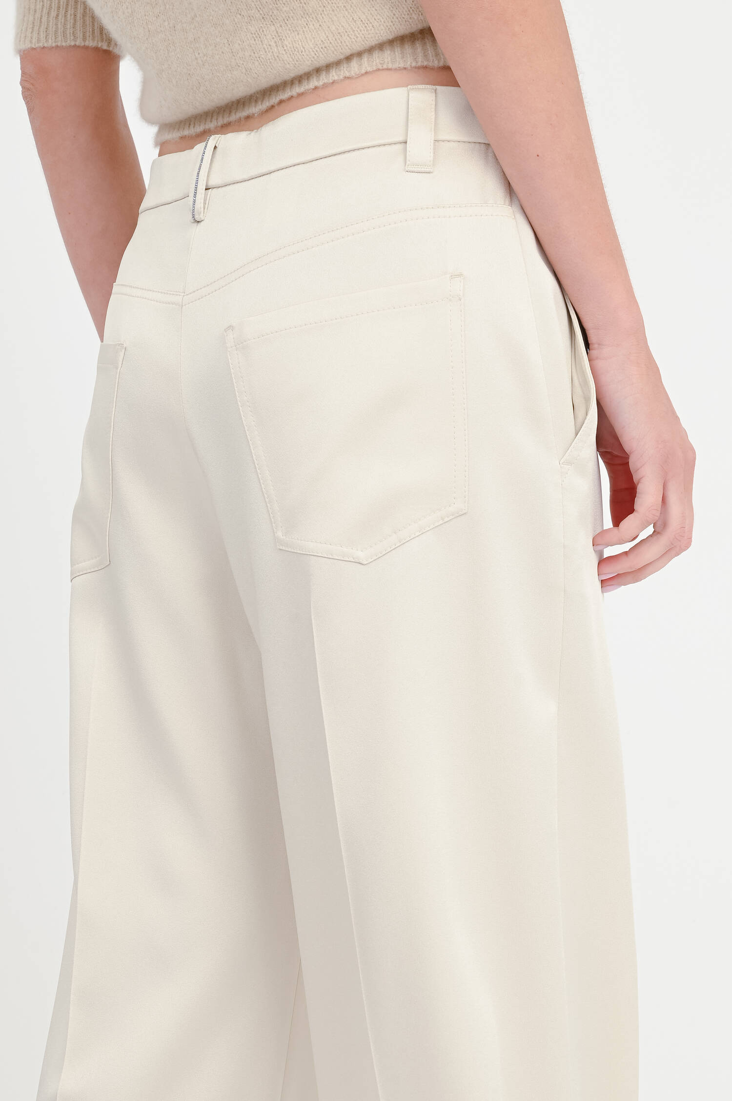 Shimmer Wide-Leg Hose in Creme