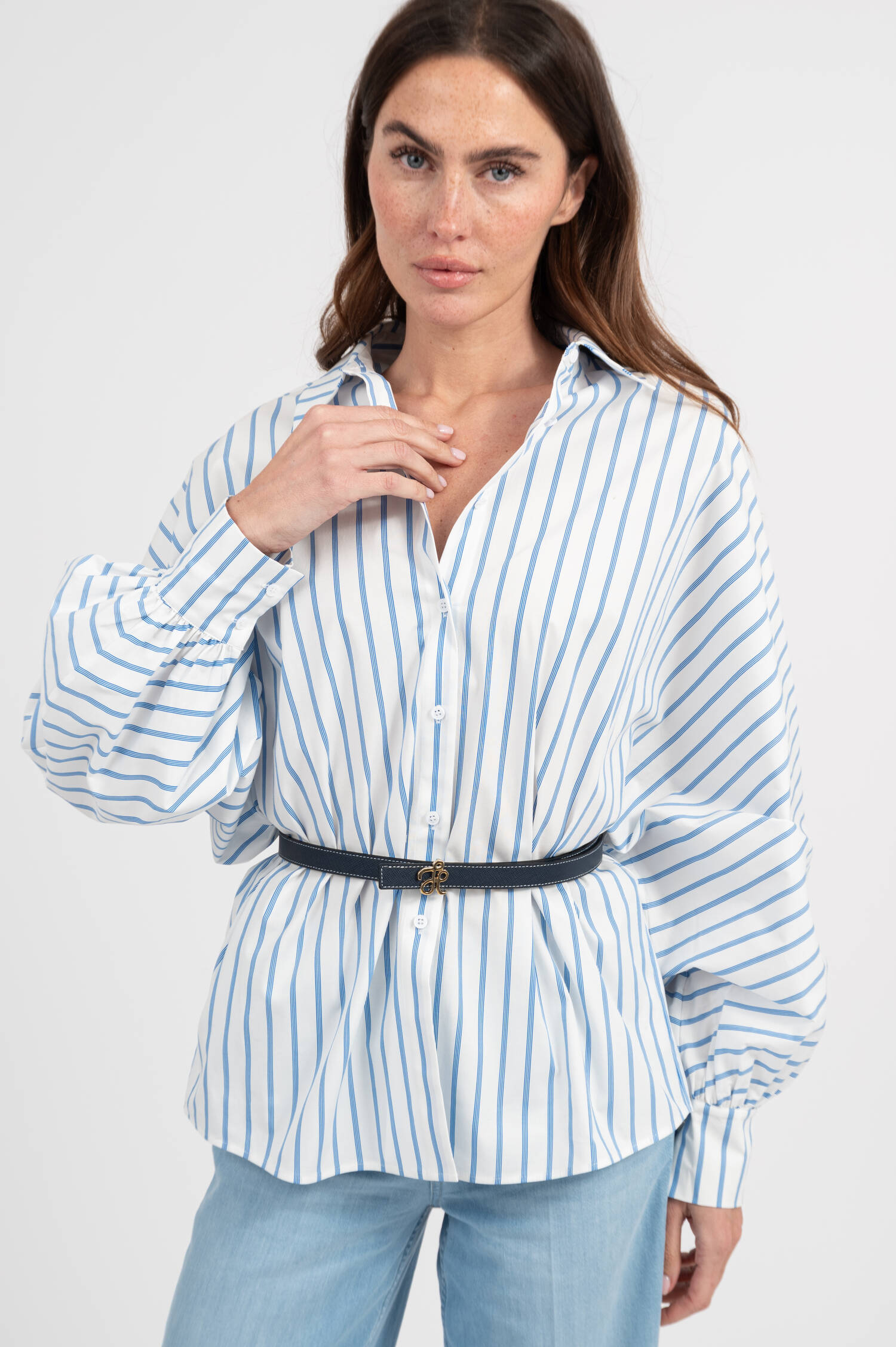 Saffianoleder Gürtel  in Blau