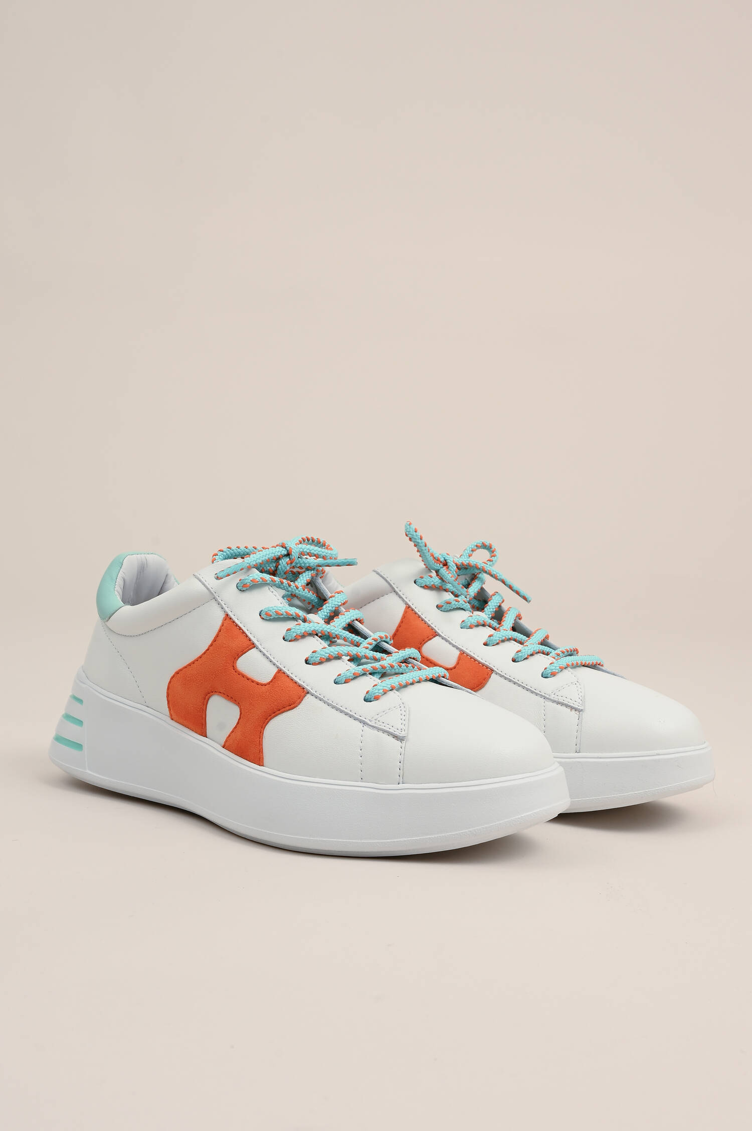 Snekaer REBEL H564 ALLACCIATO Weiß/Türkis/Orange