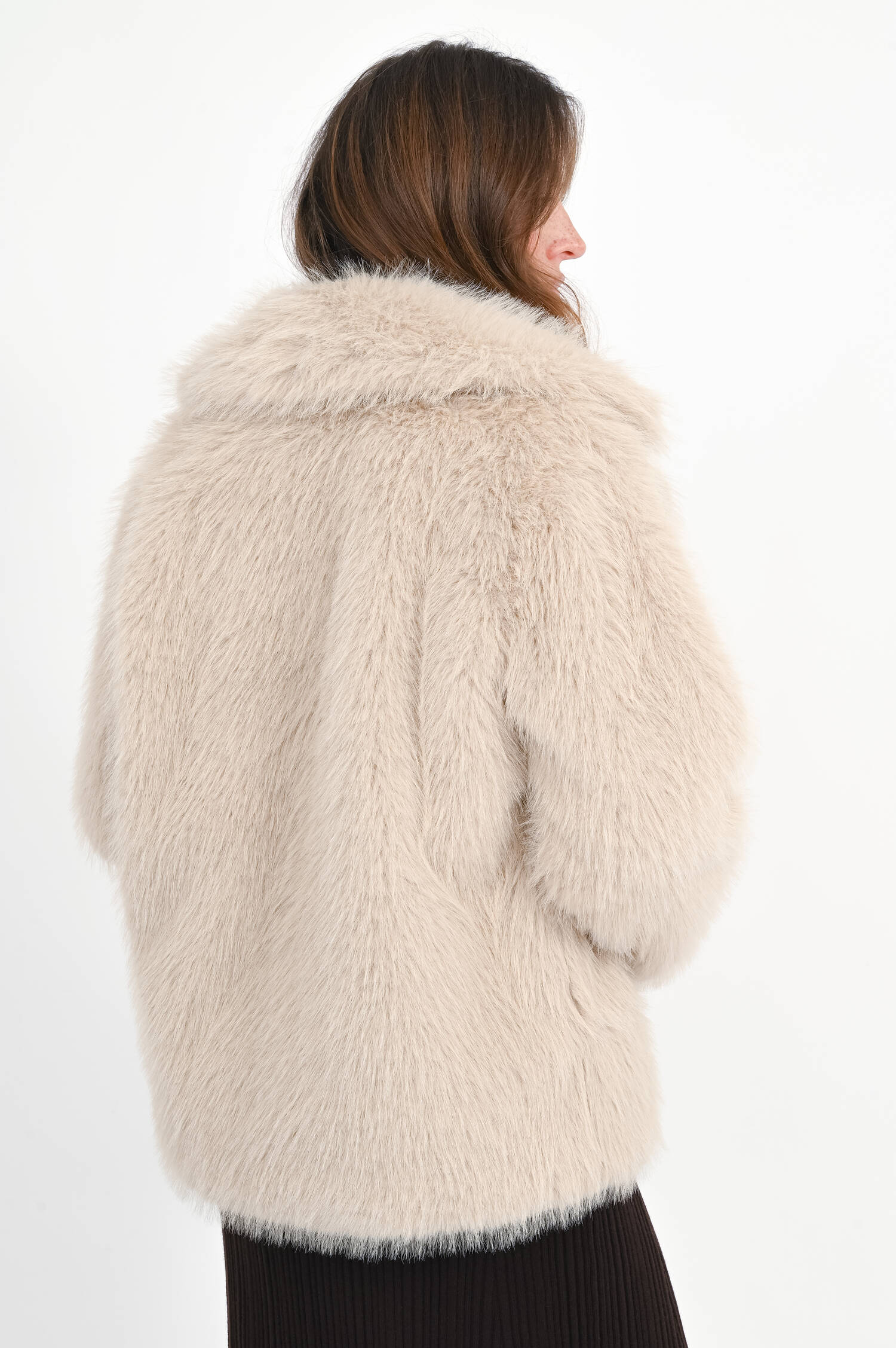 Faux Fur Jacke REIMS mit Revers in Sandstein Faux Fur Jacke REIMS mit Revers in Sandstein