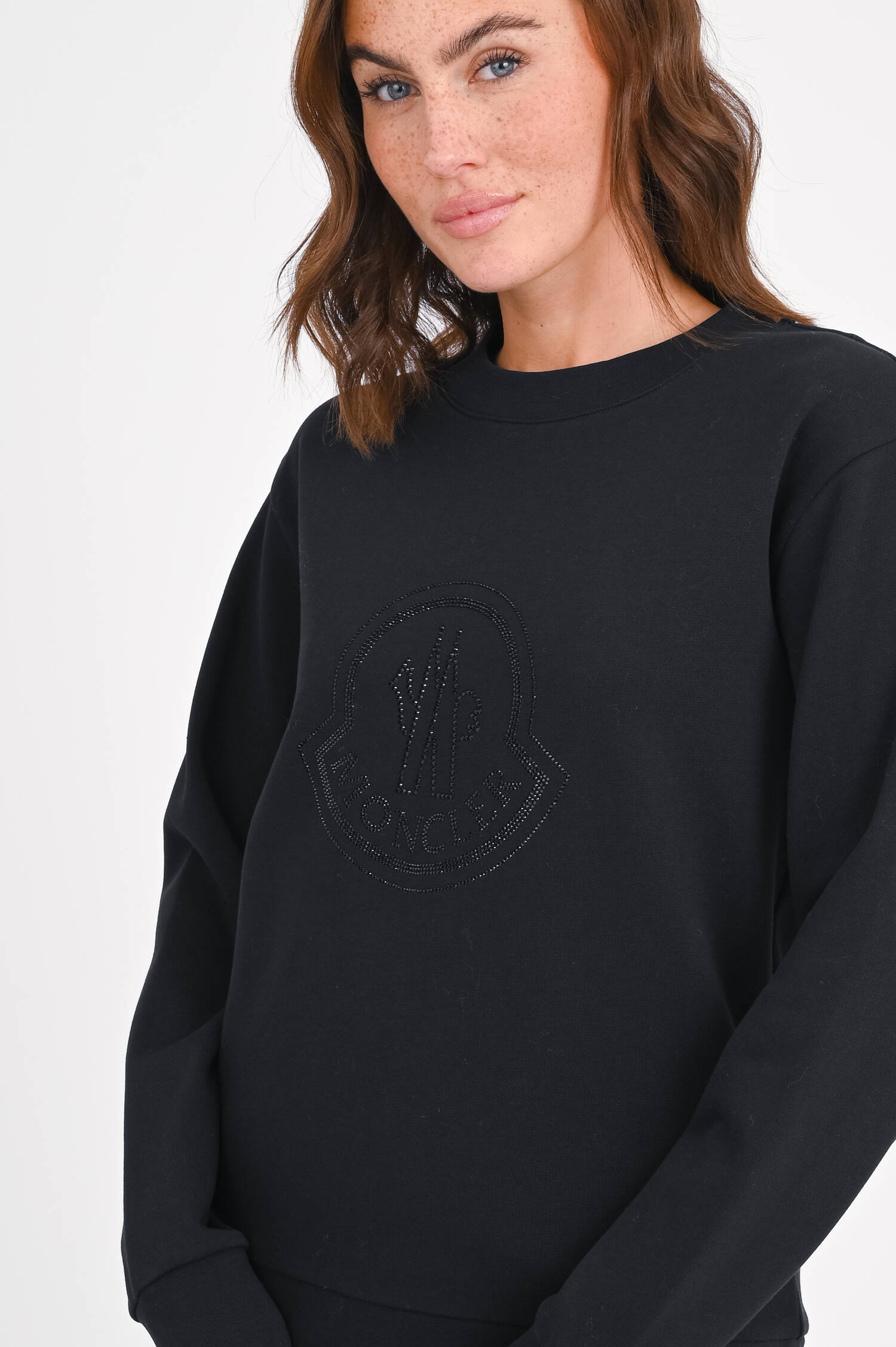 Sweatshirt mit Glitzerstein-Logo in Schwarz