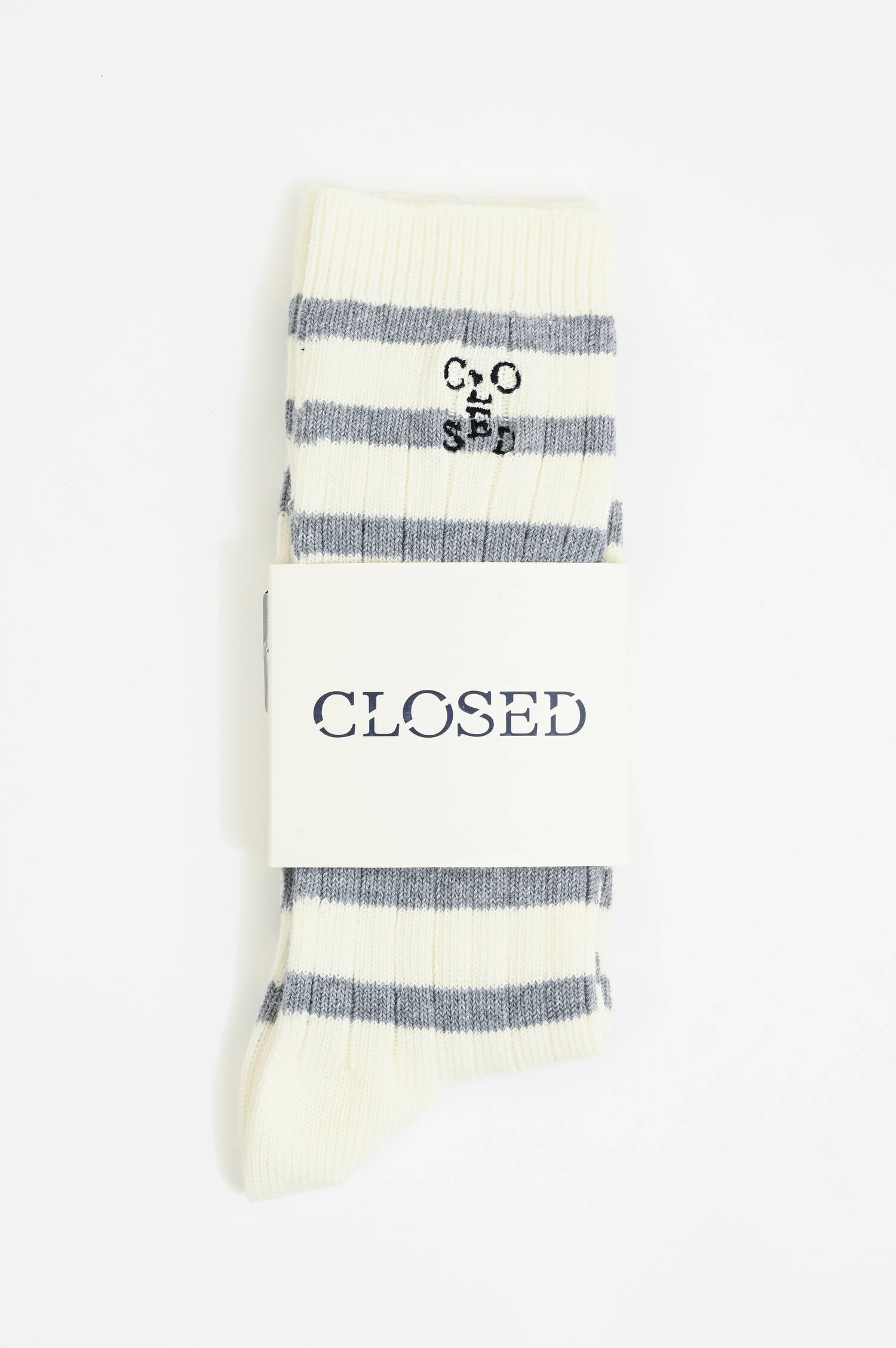 Gestreifte Socken aus Baumwoll-Mix in Grau/Weiß Gestreifte Socken aus Baumwoll-Mix in Grau/Weiß