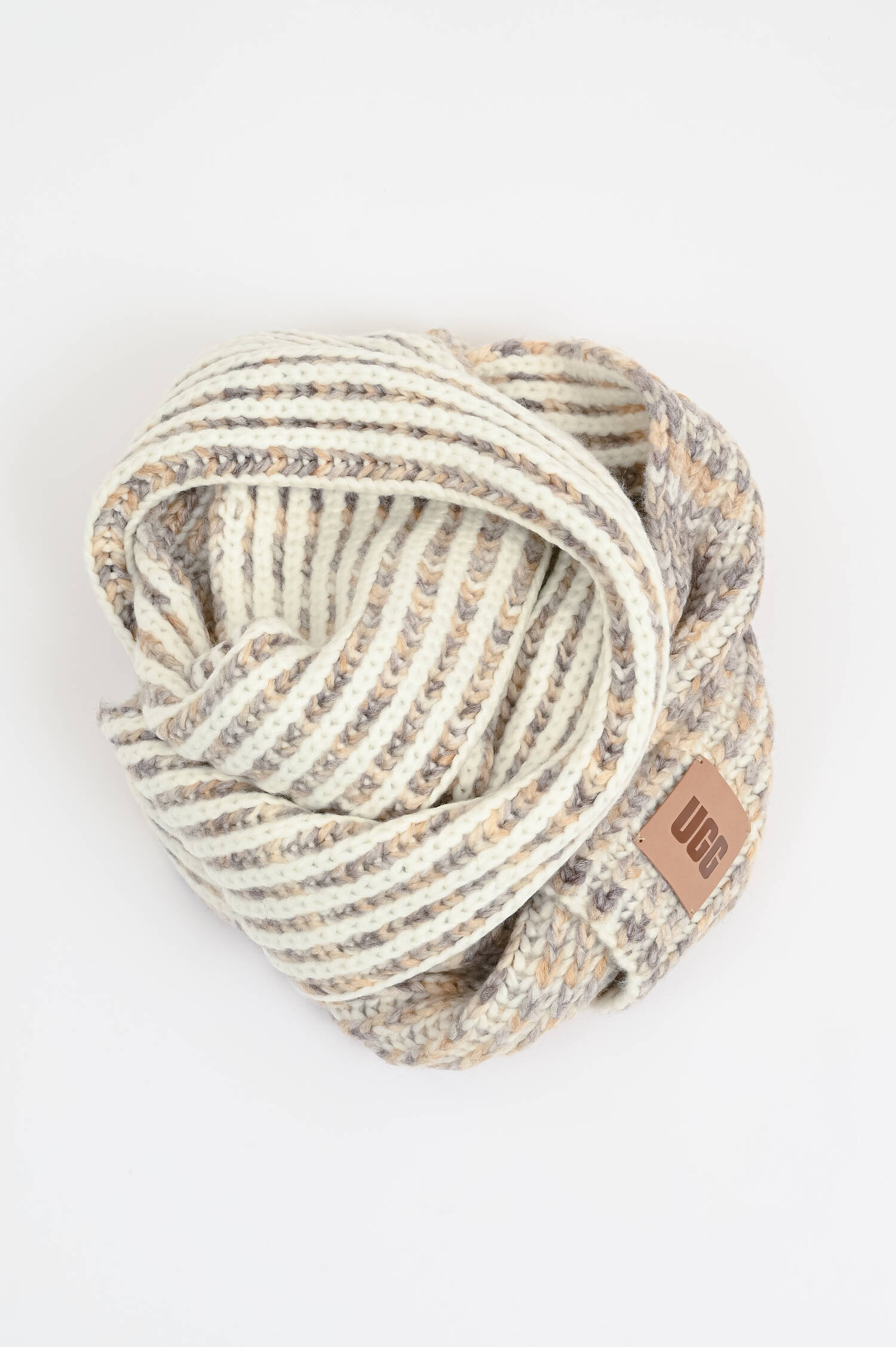 Schal in Fisherman's Rib in Beige/Grau/Weiß