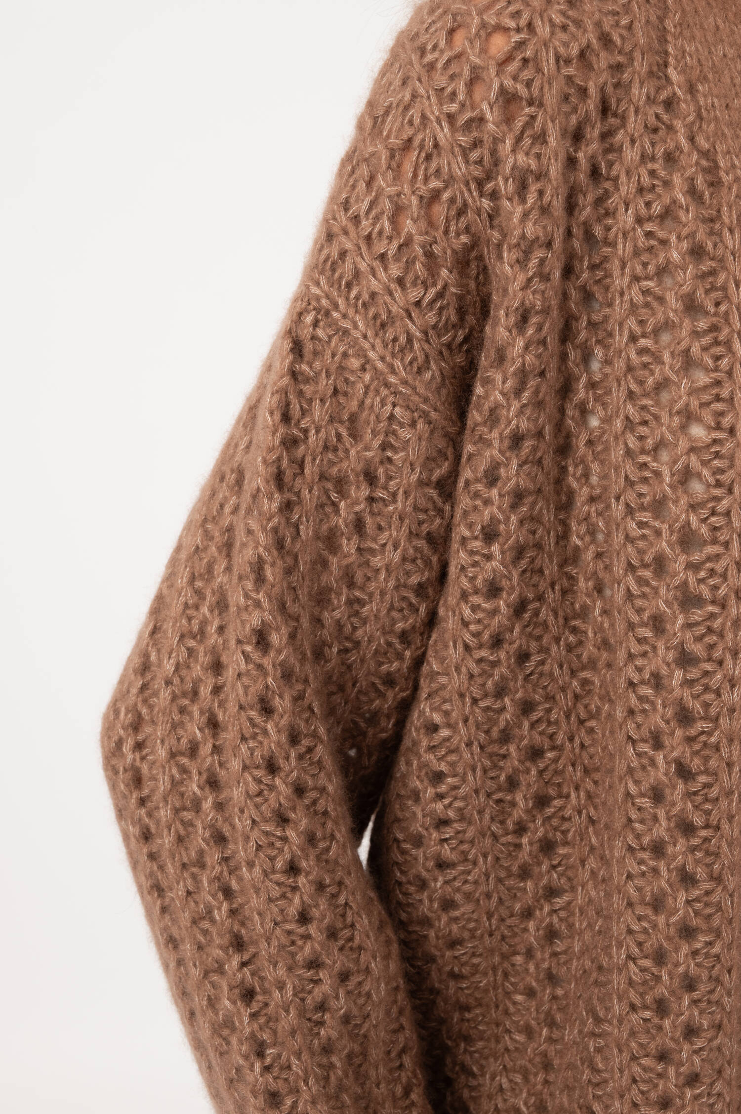 Cashmeremix-Lochstrick-Cardigan in Braun