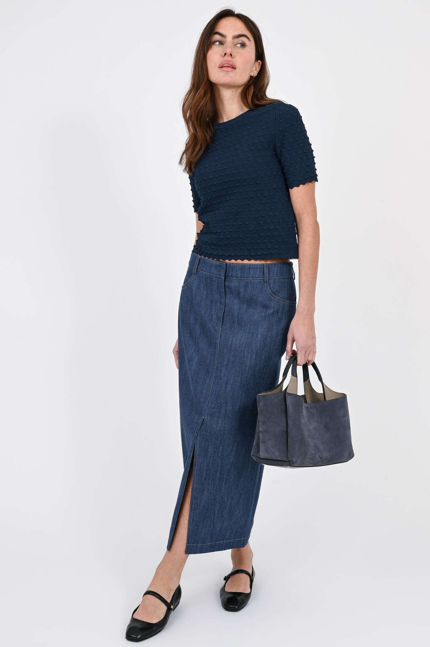 Kurzarm Pullover mit 3D-Effekt  in Teal