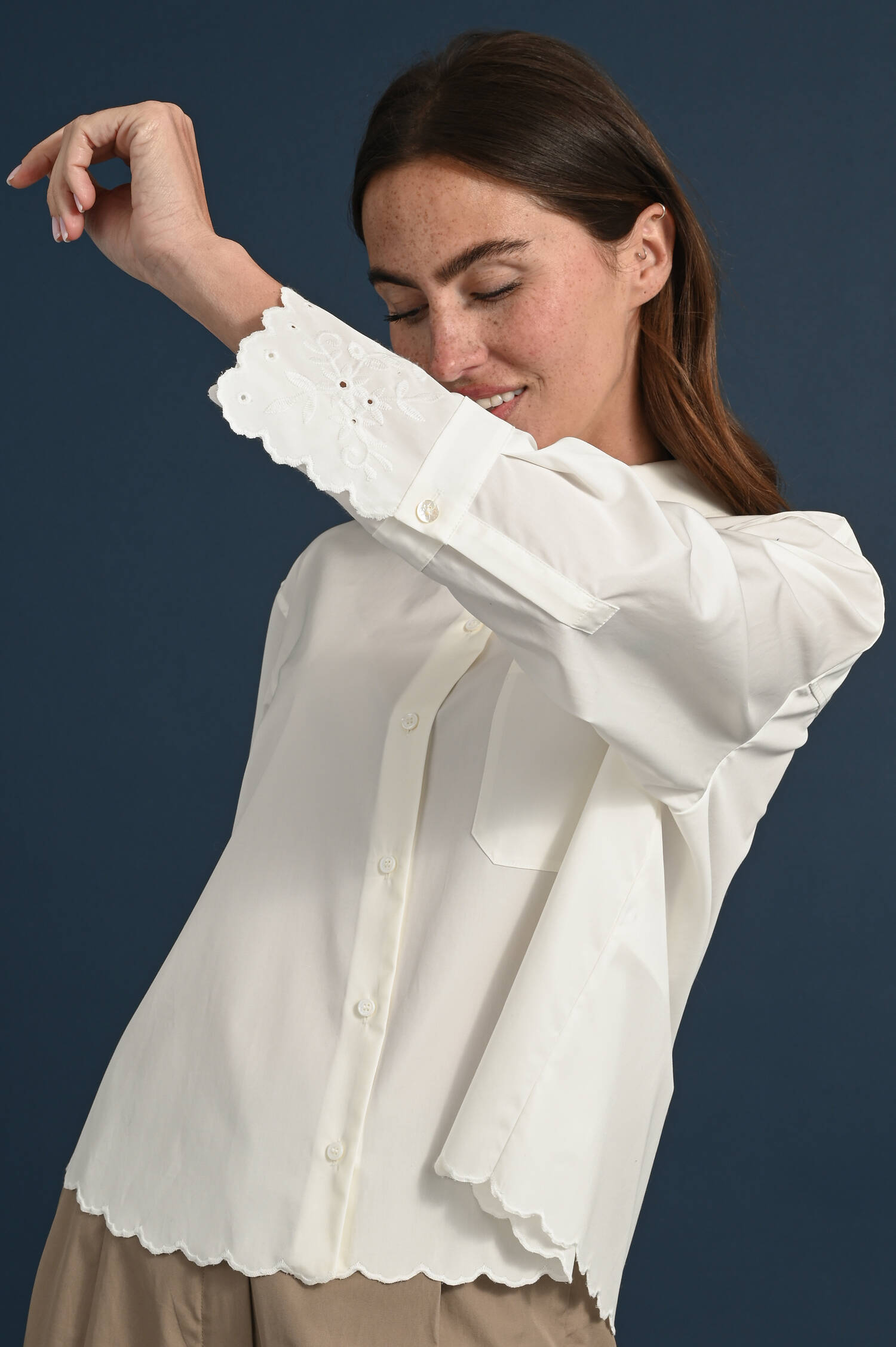 Baumwoll Bluse NEUTRO in Natur-Creme