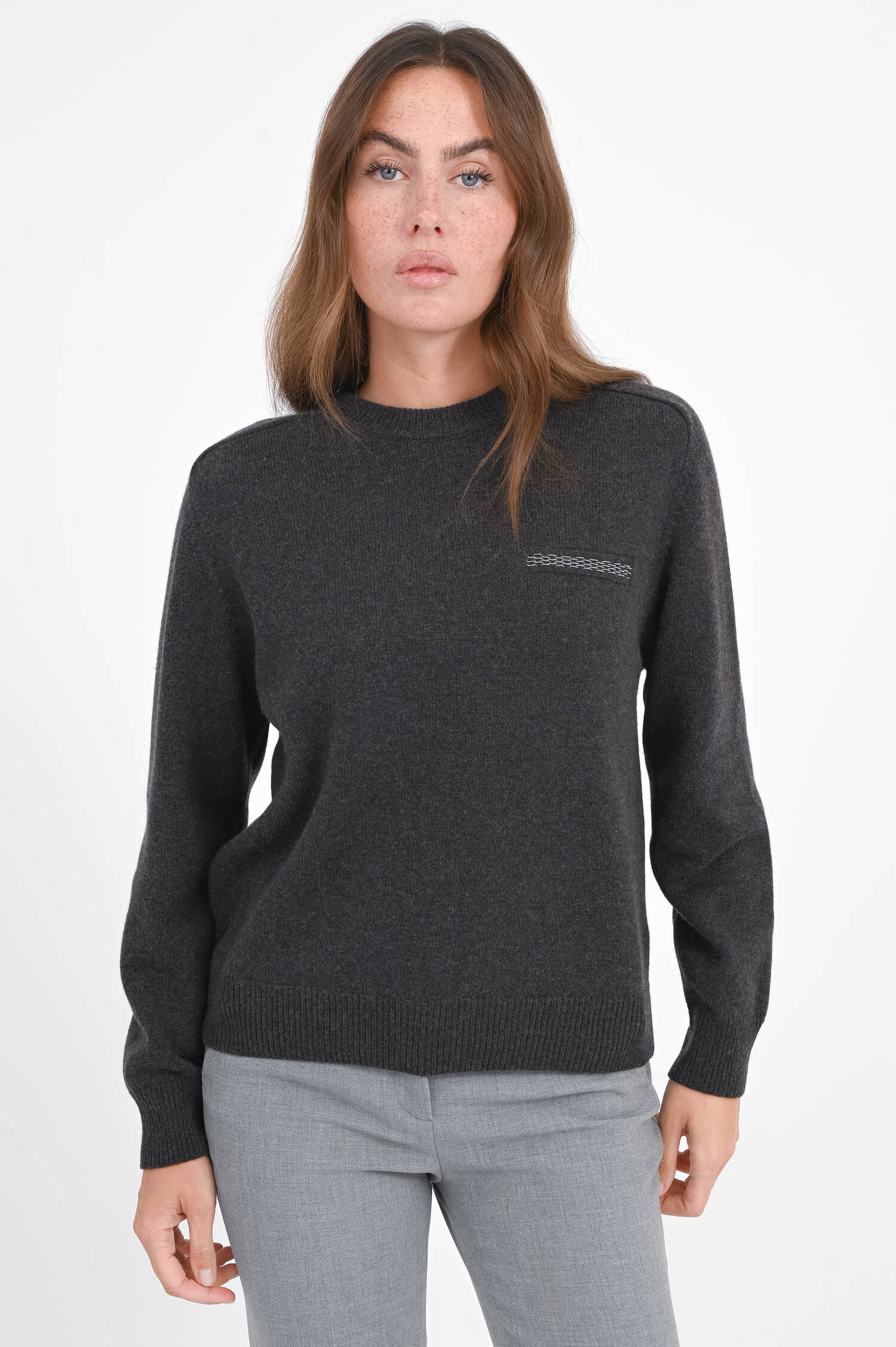 Seiden-Mix Pullover mit Perlen-Detail in Braun Seiden-Mix Pullover mit Perlen-Detail in Braun