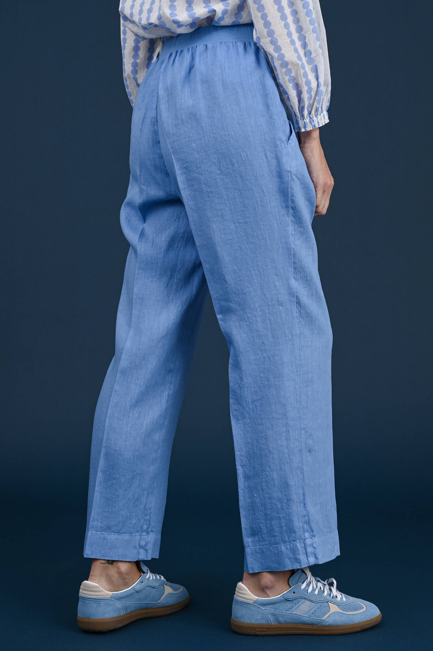 Schlupfhose aus Leinenmix in Cornflowerblau