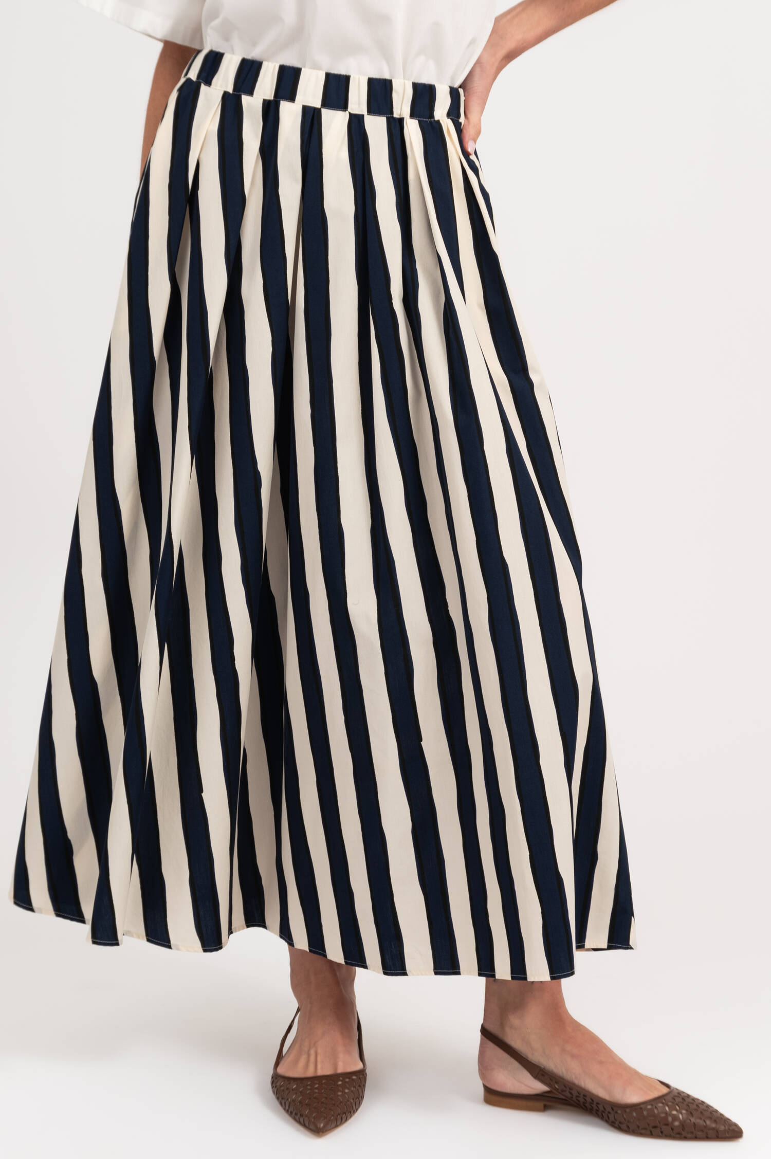 Midi Rock UOMO in Blau/Creme gestreift