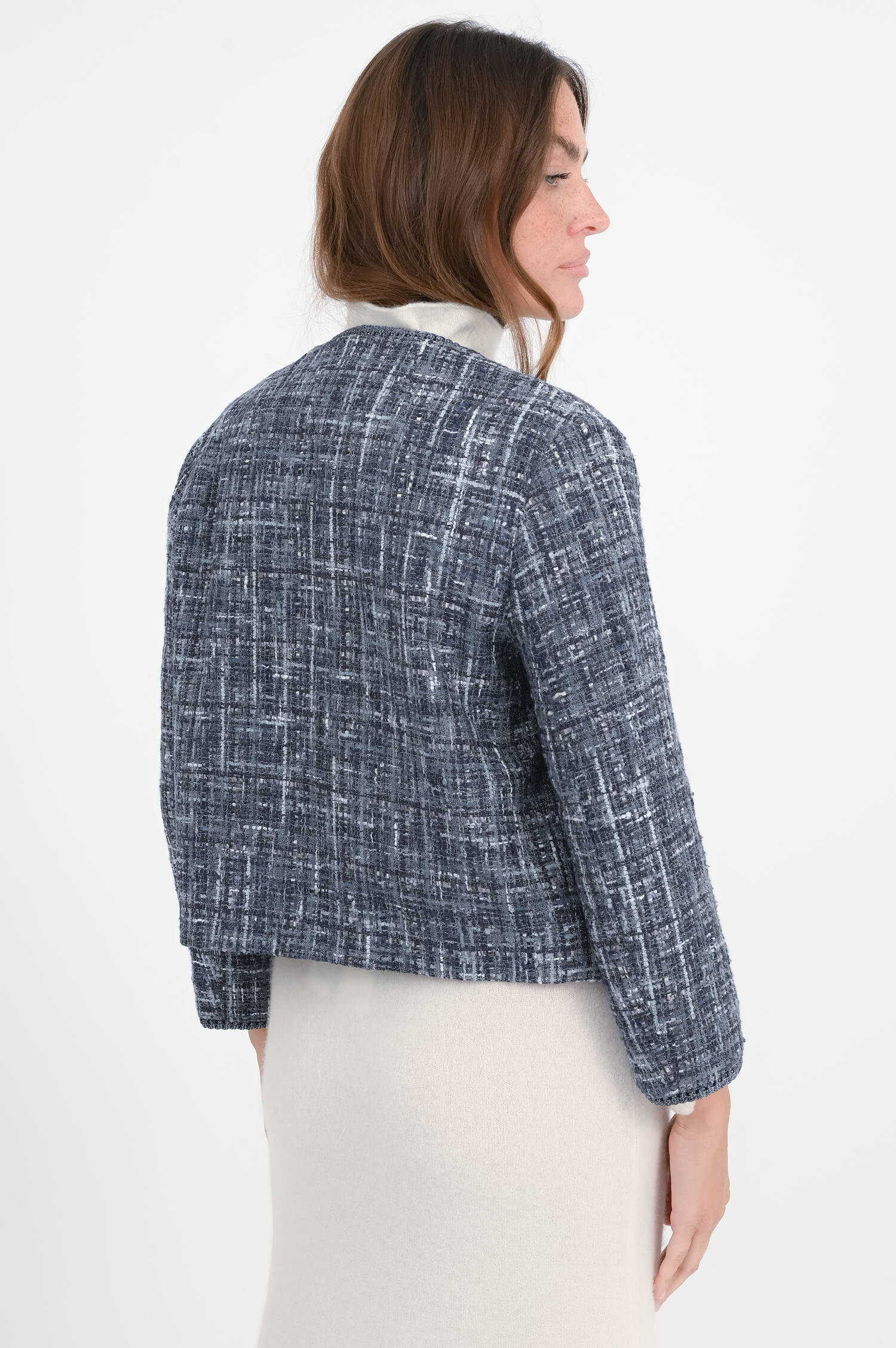 Jacke aus Tweed-Bouclé in Blaunuancen