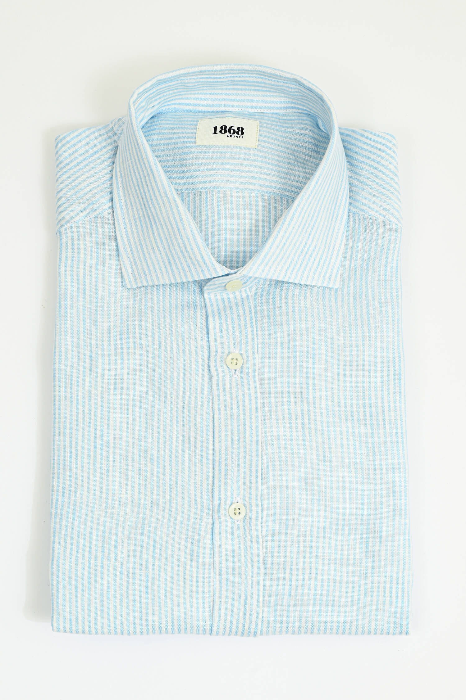 Leinenhemd mit schmalen Streifen in Hellblau/Weiß Leinenhemd mit schmalen Streifen in Hellblau/Weiß