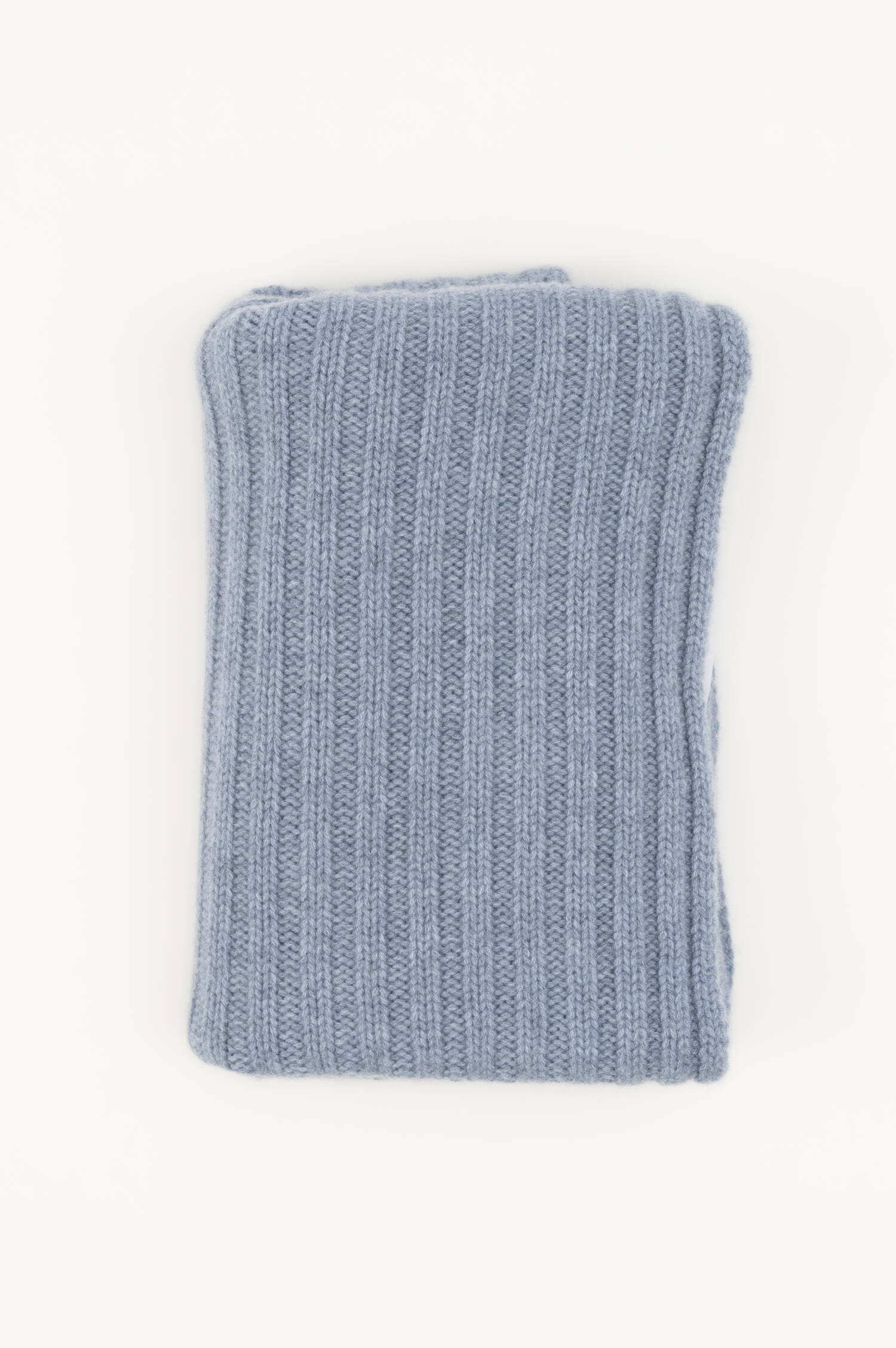 Cashmere-Rippstrick-Schal in Graublau