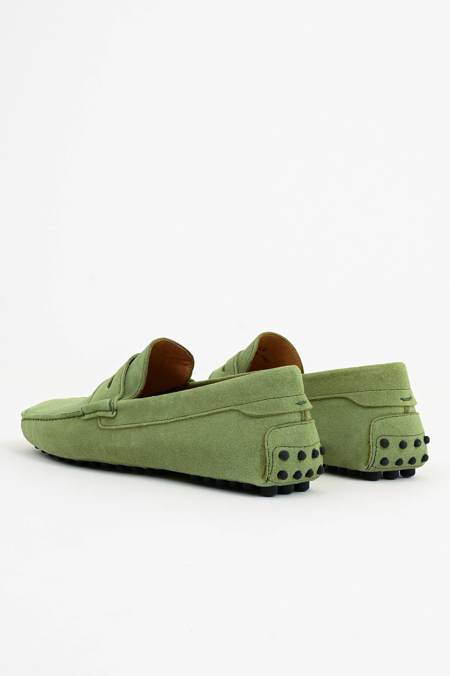 Mokassins aus Veloursleder in Moosgrün