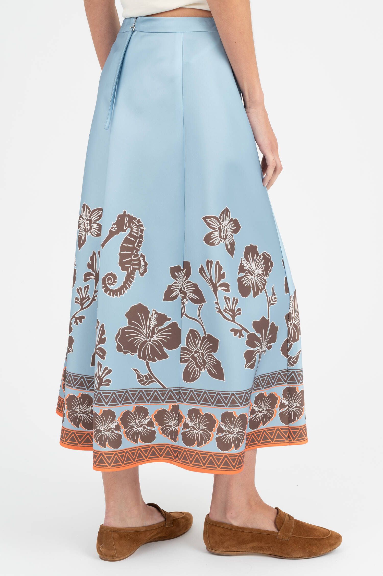 Rock mit Print in Hellblau