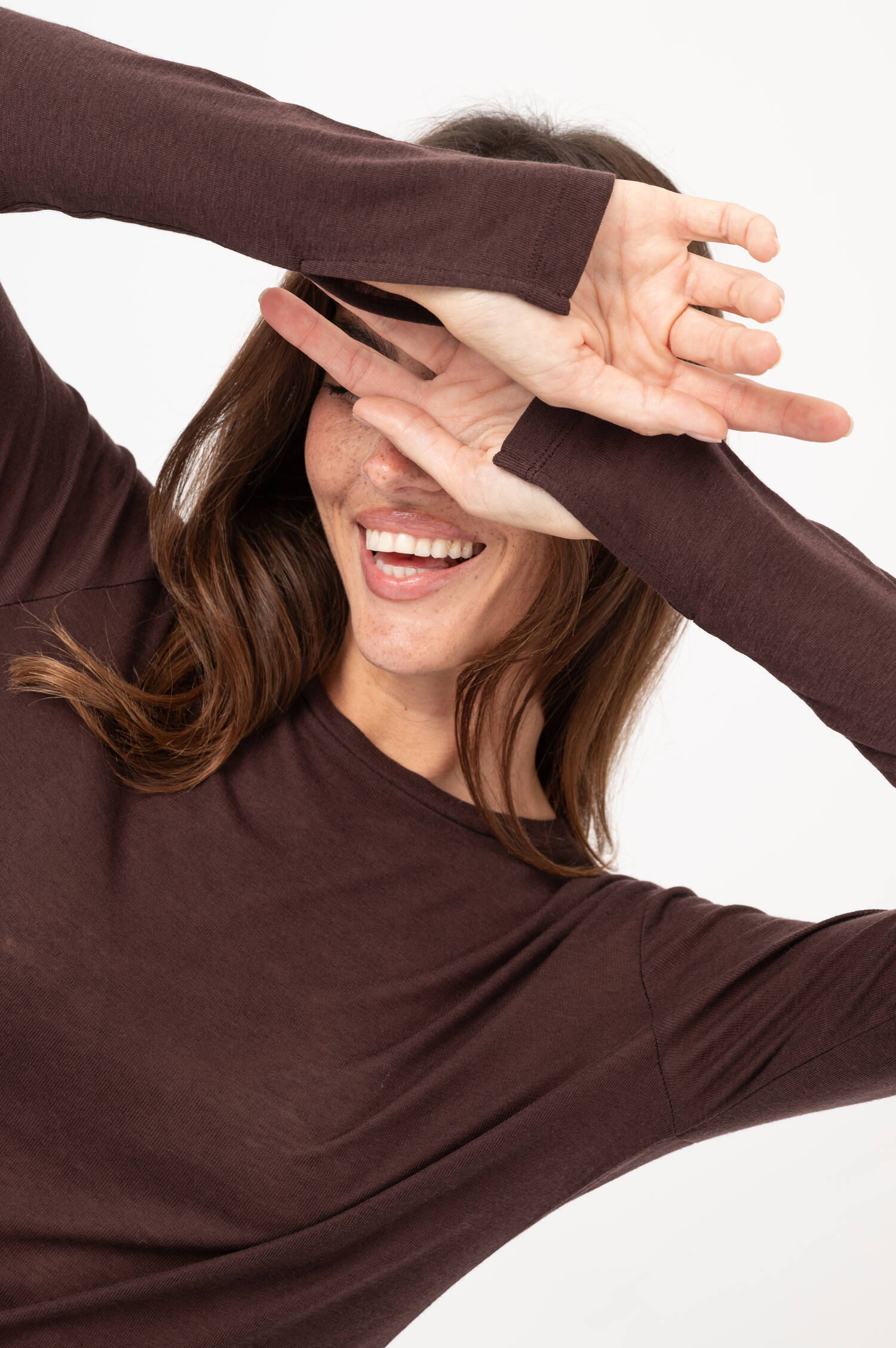 Langarmshirt in Braun