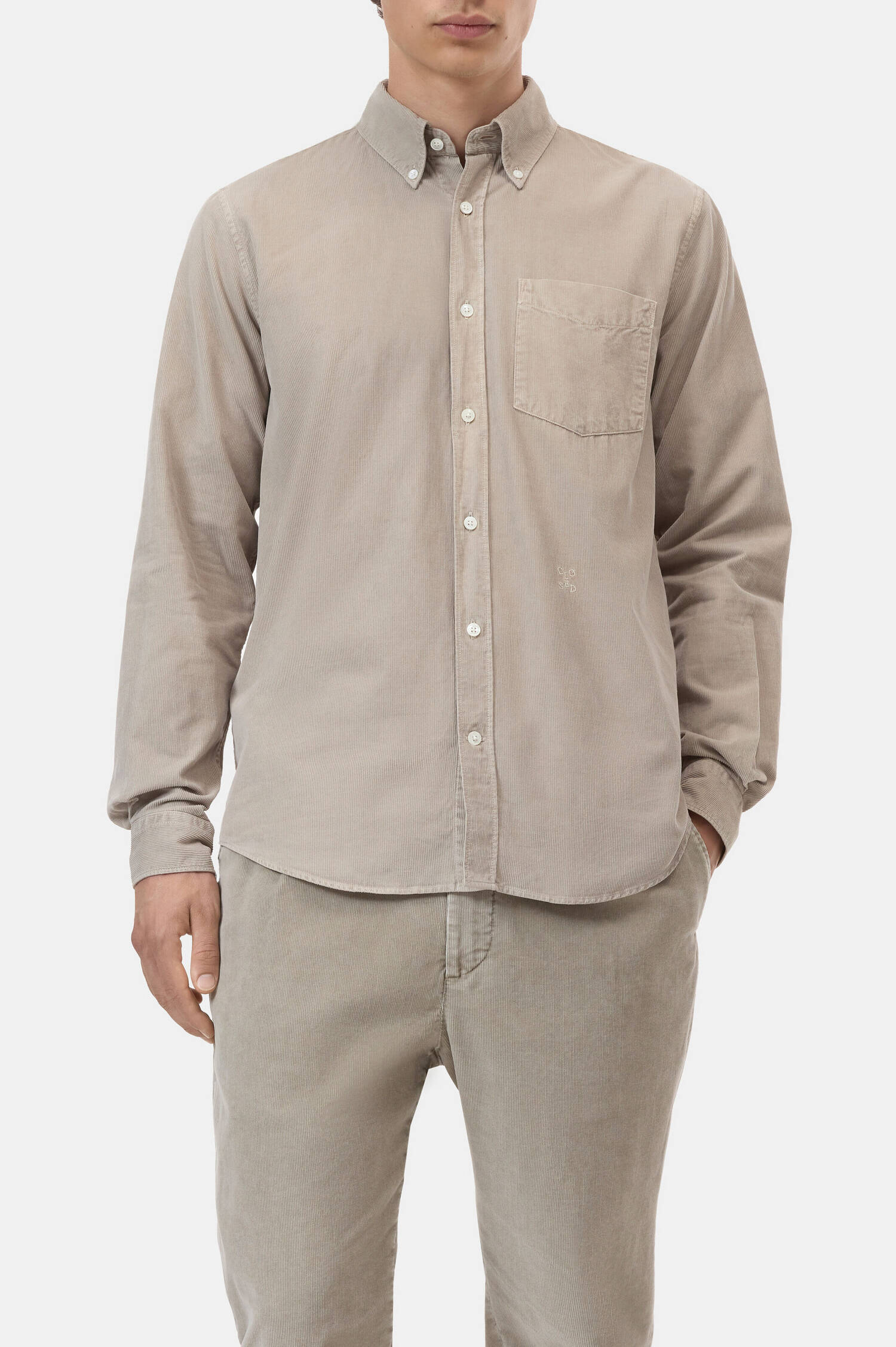 Cord-Hemd aus Baumwolle in Beige