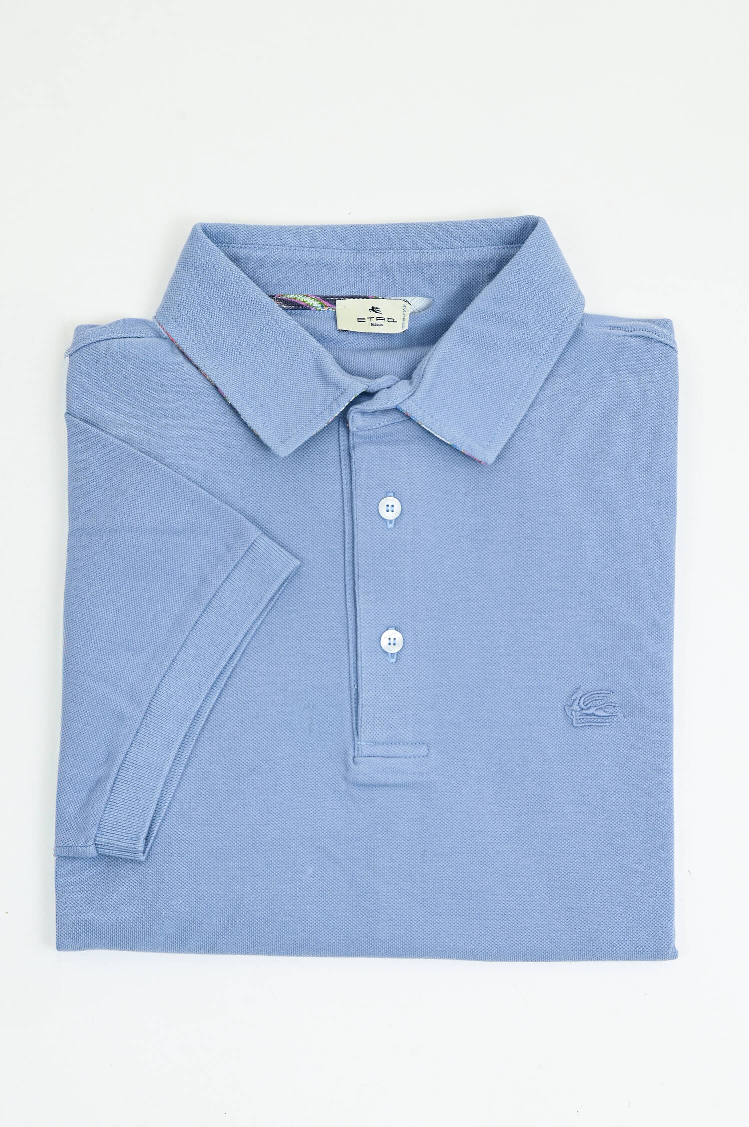 Polo-Shirt mit gemustertem Kragen in Hellblau Polo-Shirt mit gemustertem Kragen in Hellblau