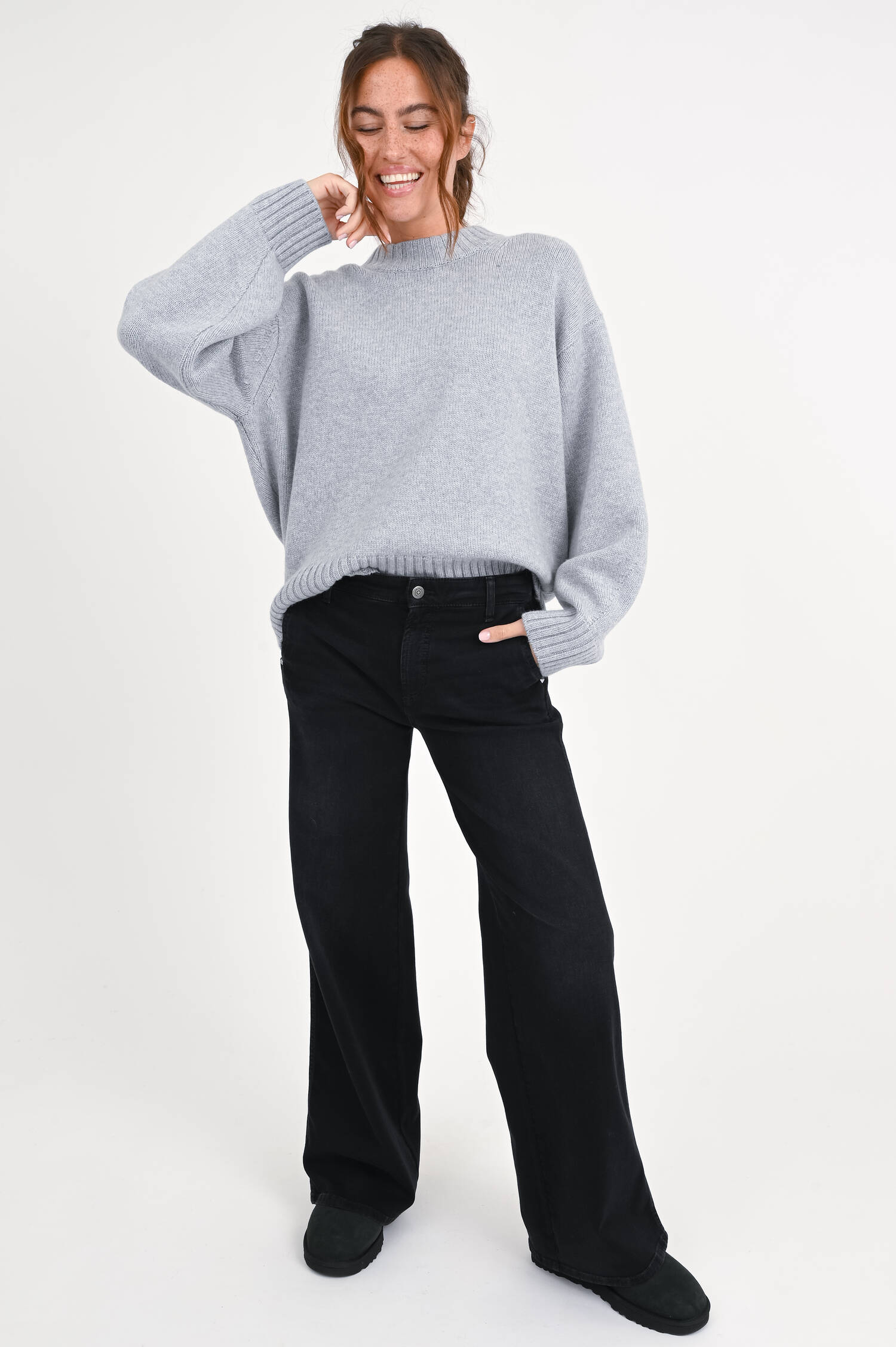 Pullover aus Wolle in Hellgrau