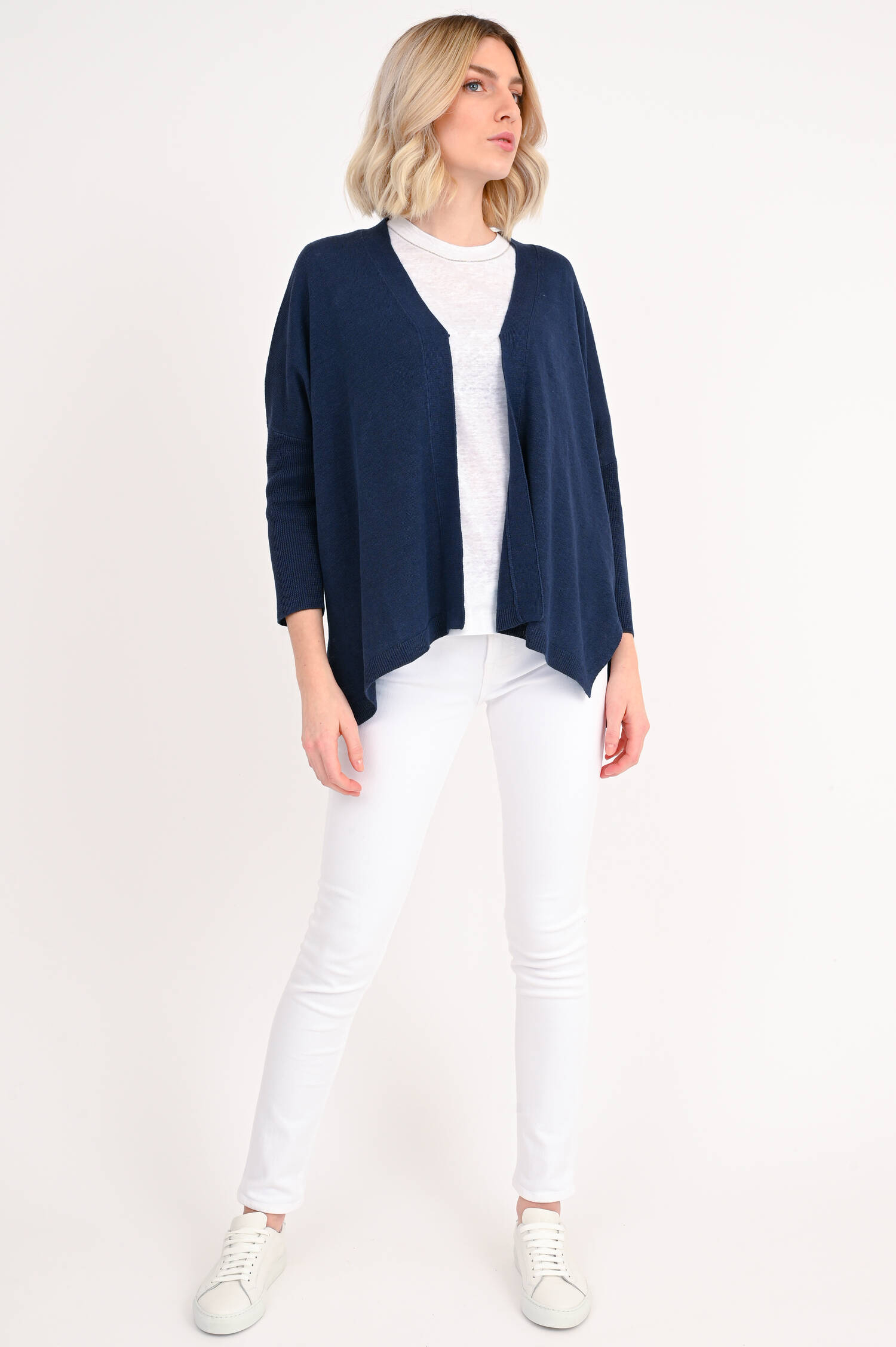 Strickweste aus Leinen in Dunkelblau