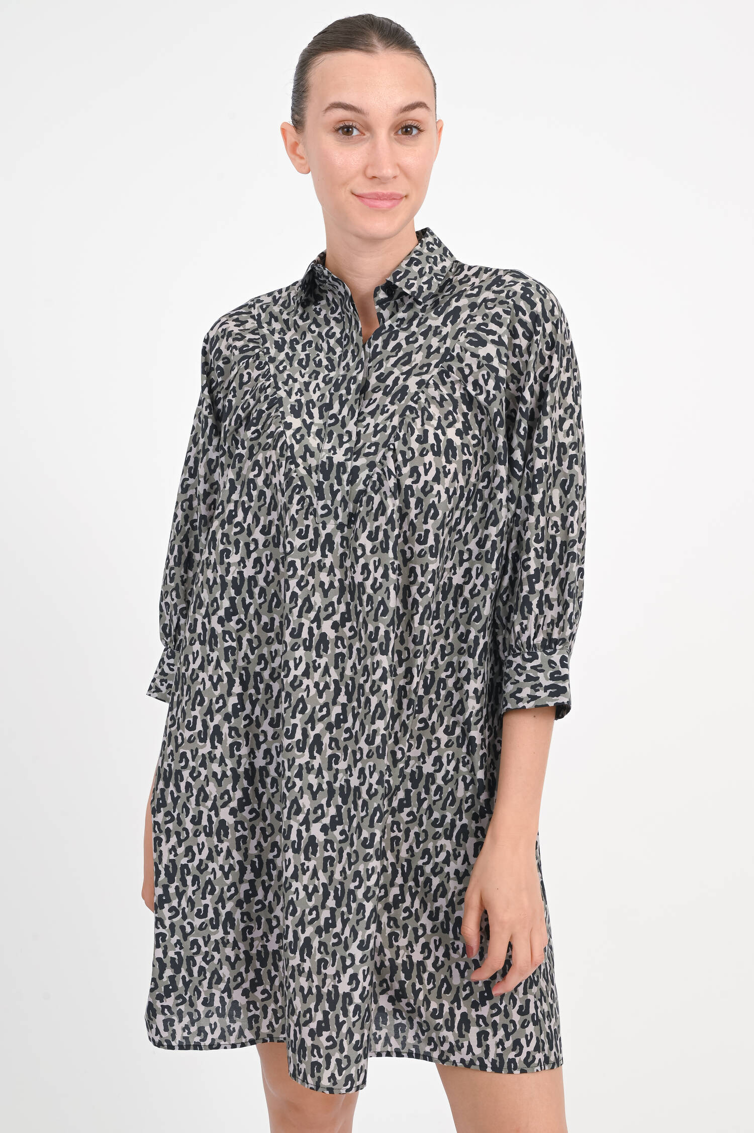  Kleid CHEYANNA mit Leo-Muster in Khaki