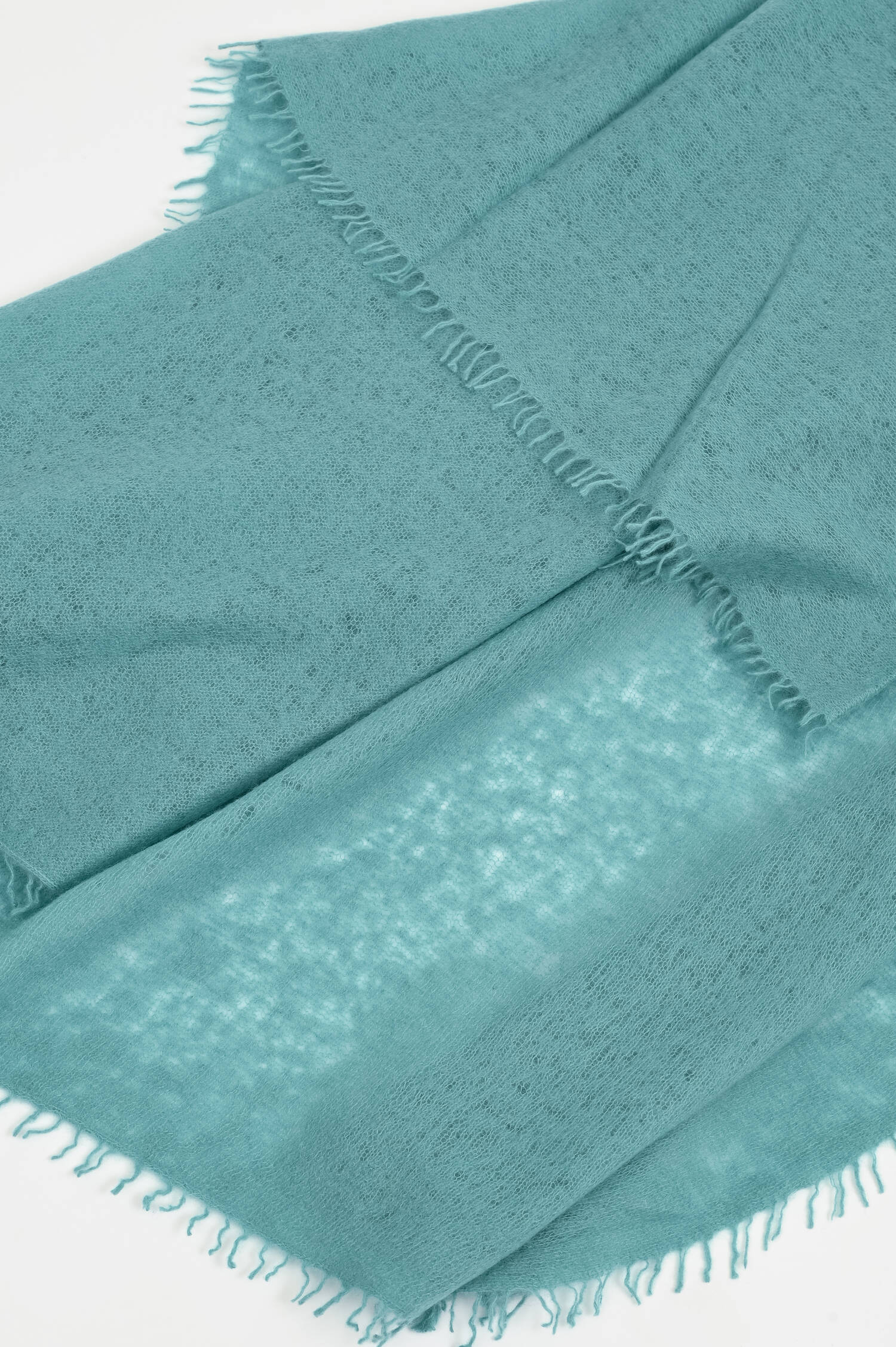 Schal mit Fransenkante aus Cashmere in Türkis Schal mit Fransenkante aus Cashmere in Türkis