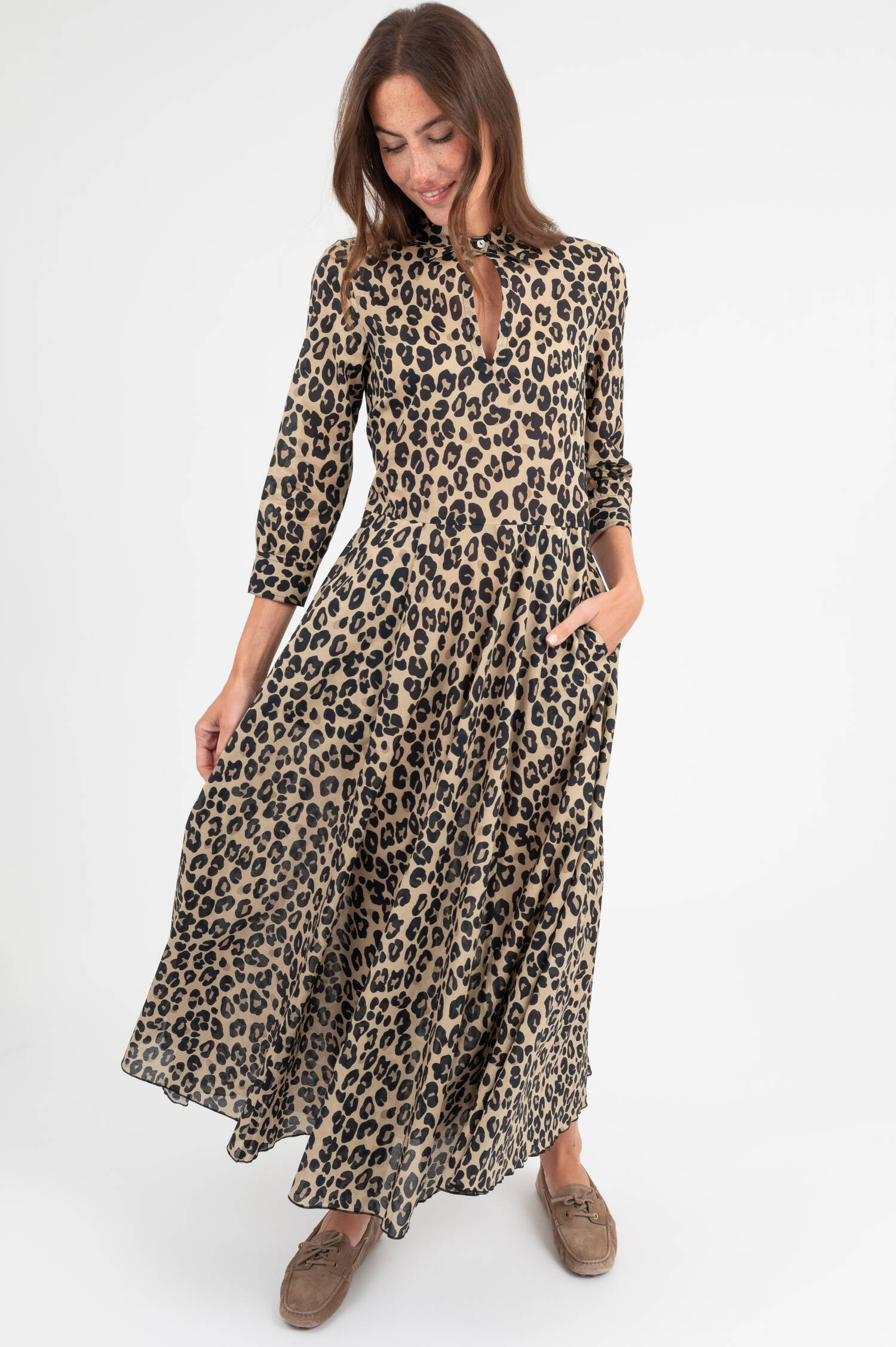 Baumwolle Kleid in Leo-Muster