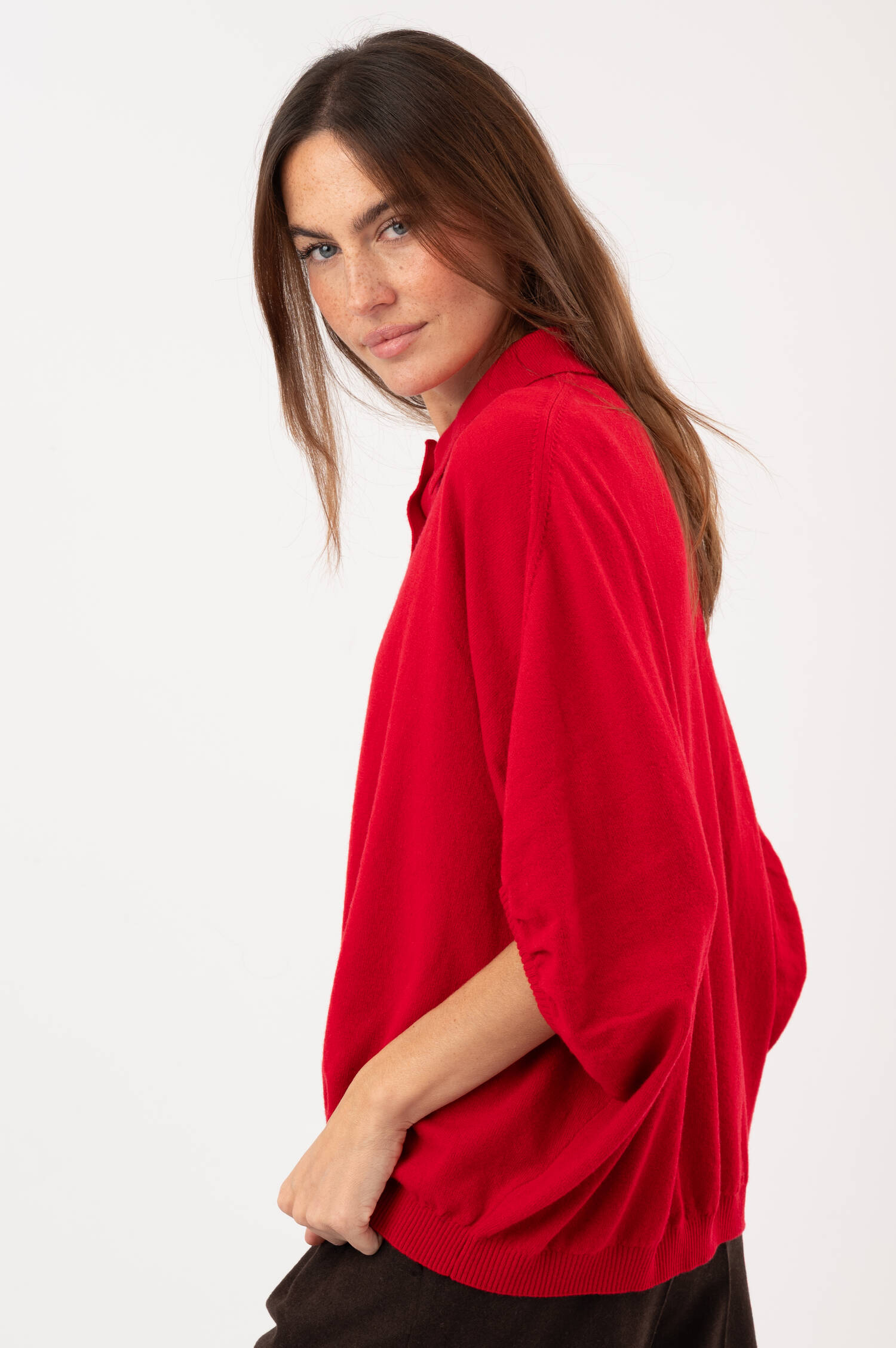 Woll-Cashmere-Polo-Shirt in Rot Woll-Cashmere-Polo-Shirt in Rot