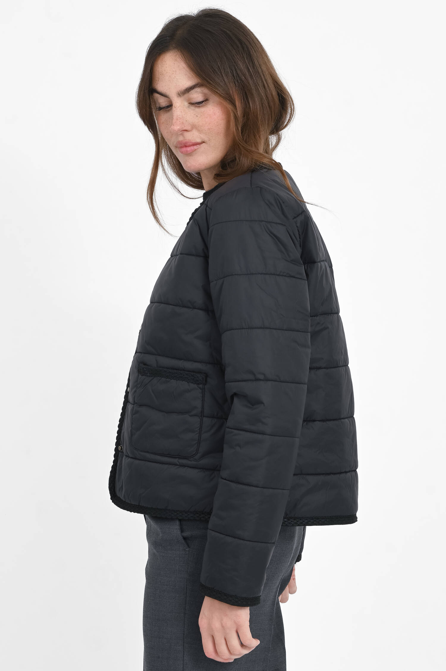 Jacke mit Stick-Details in Schwarz Jacke mit Stick-Details in Schwarz