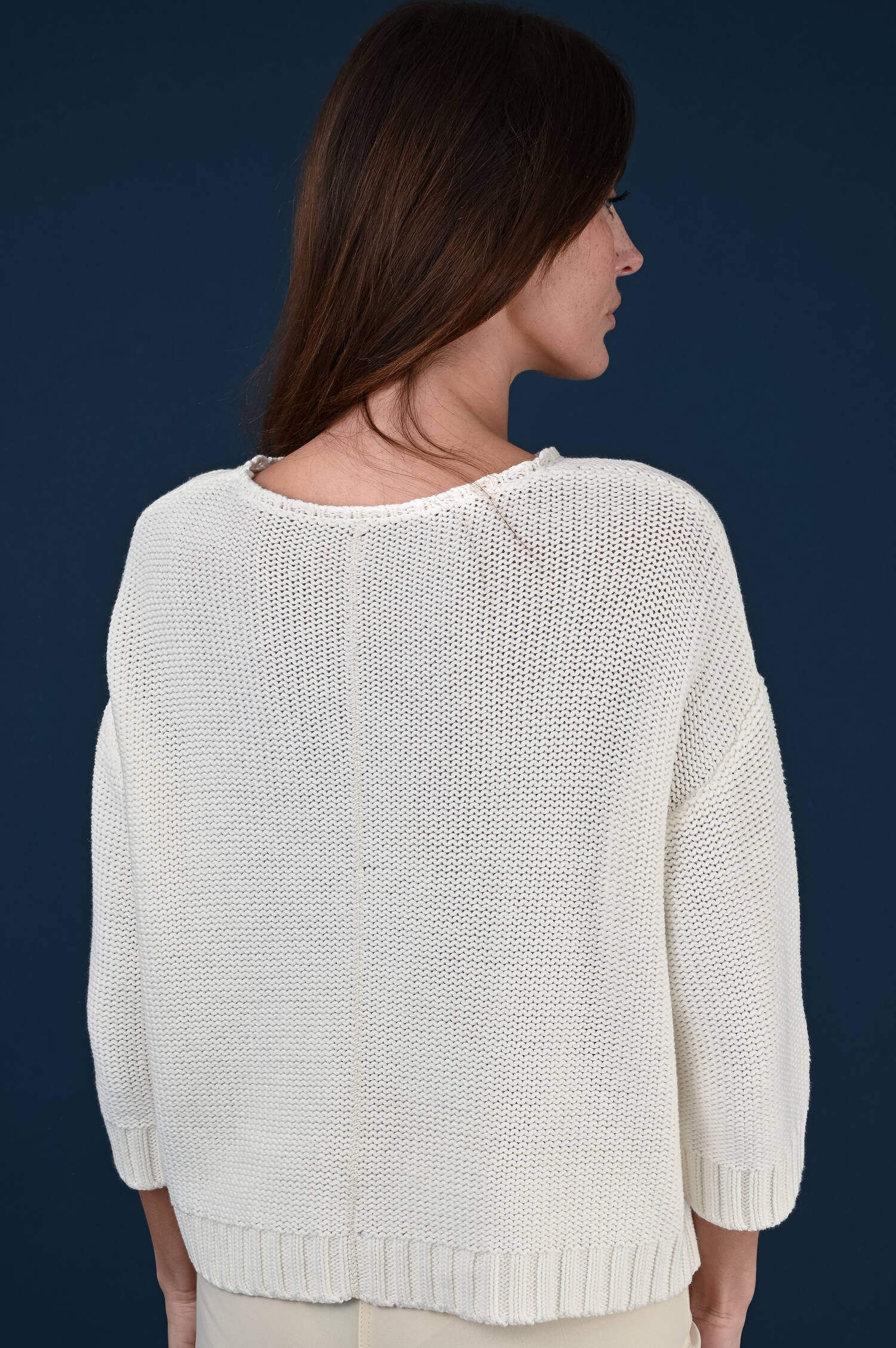 Perlstrickpullover in Weiß