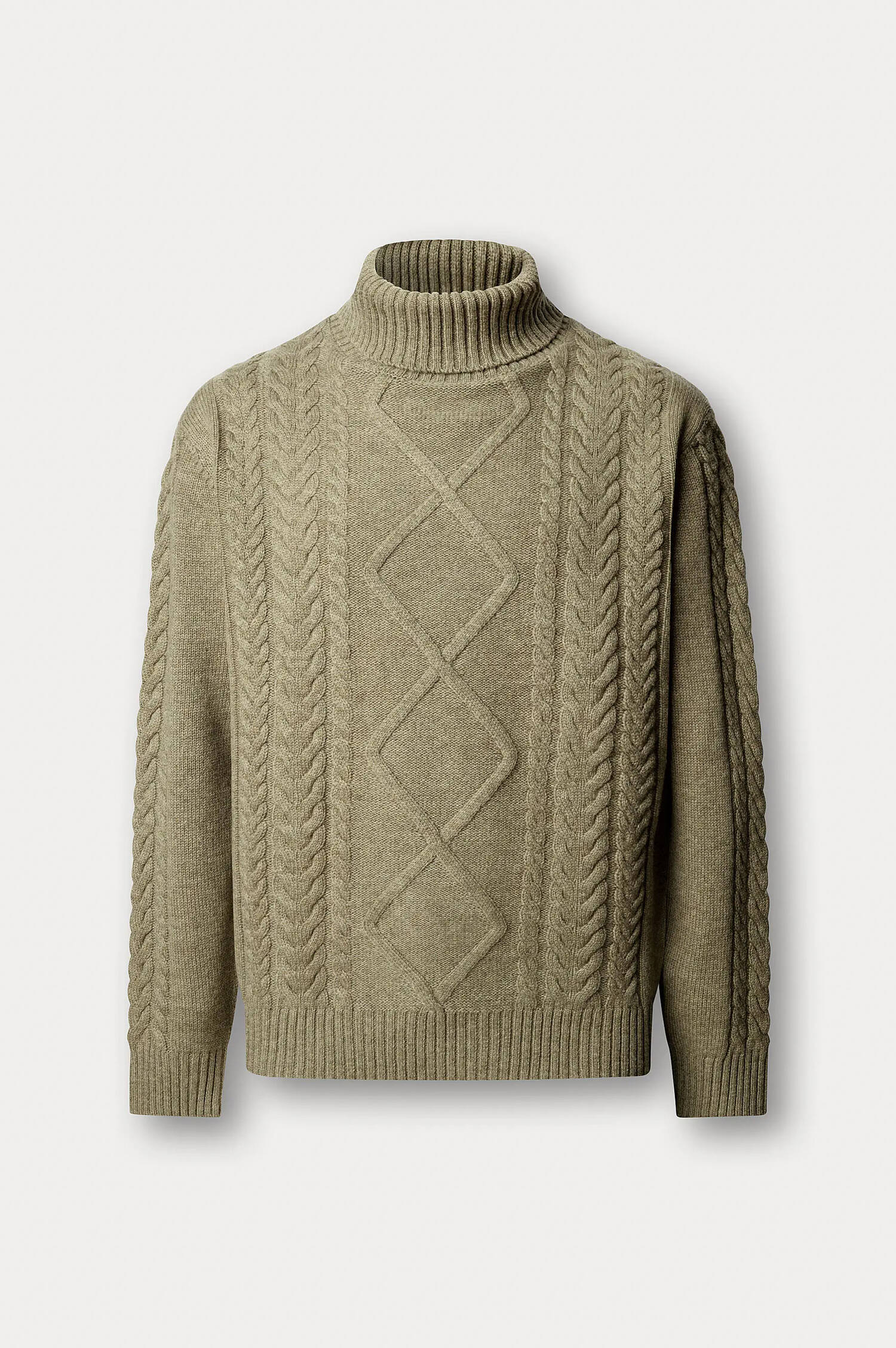 Zopfstrick-Pullover in Oliv