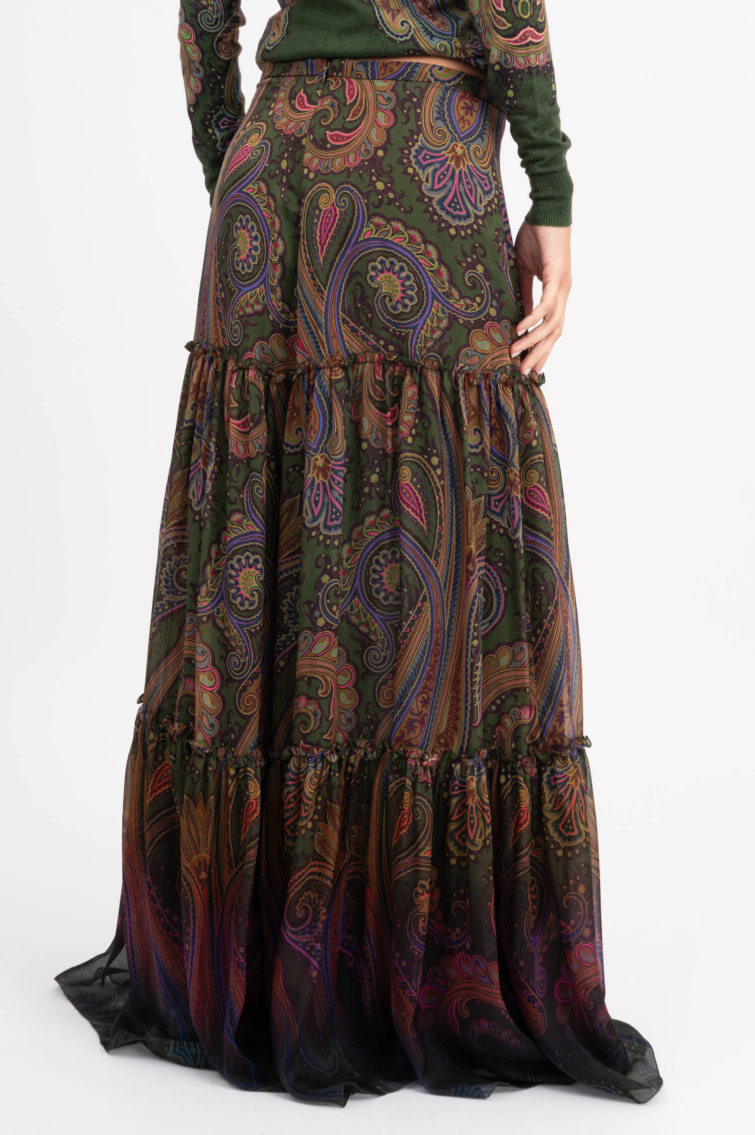 Maxi-Rock mit Paisleyprint in Grün
