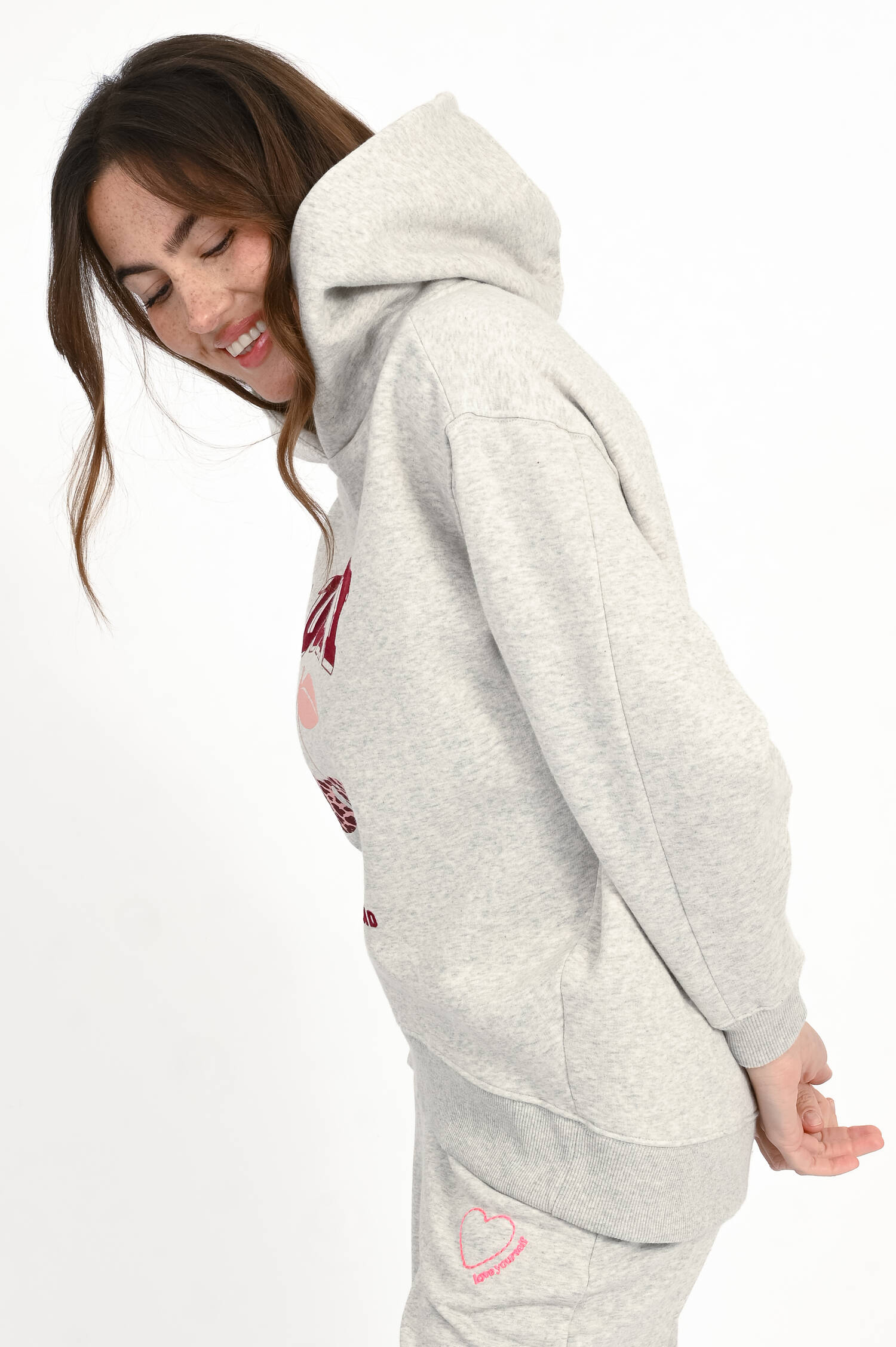 Hoodie LUCKY in Grau meliert