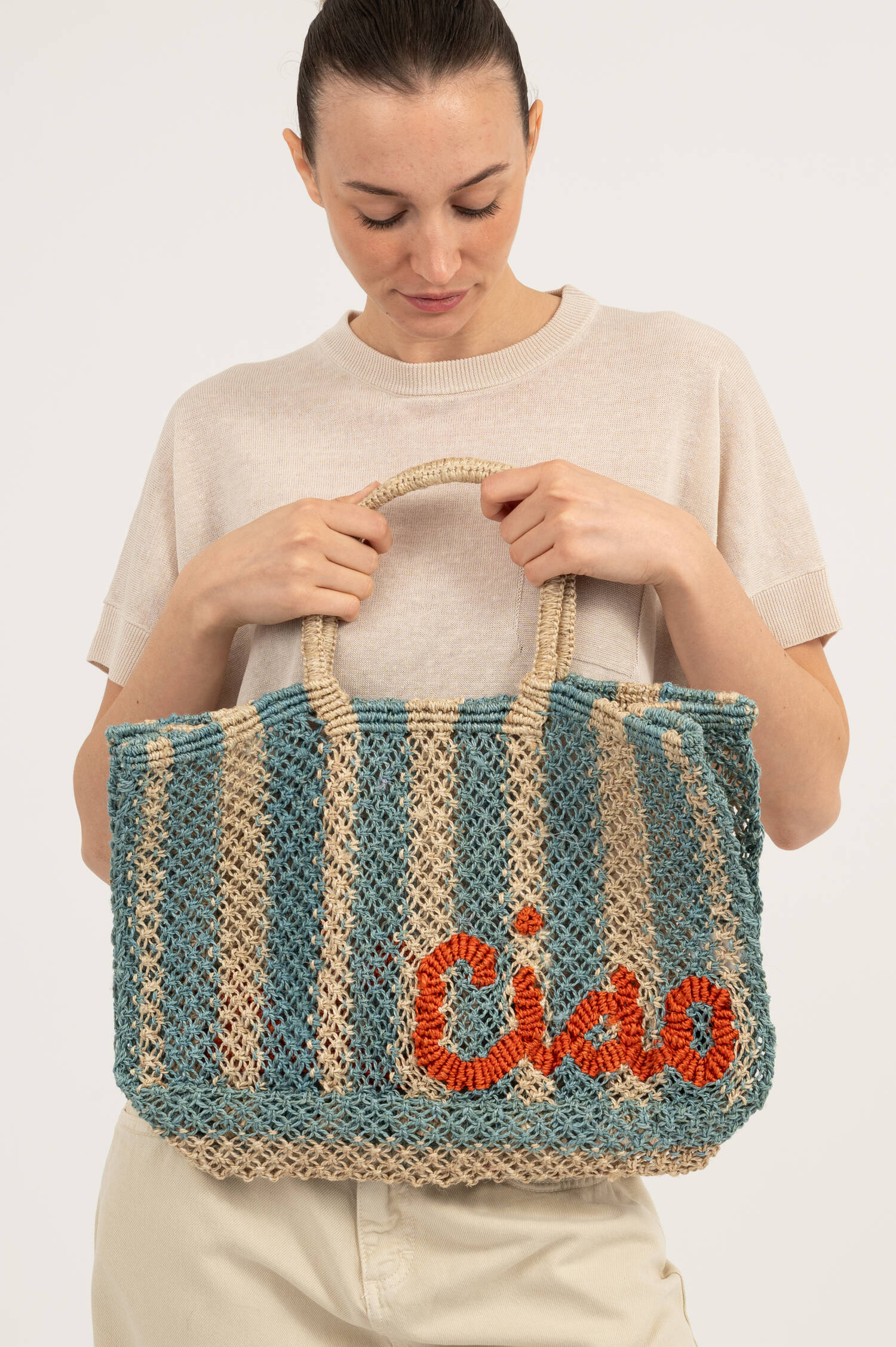 Shopper LAVINIA in Hellblau/Natur