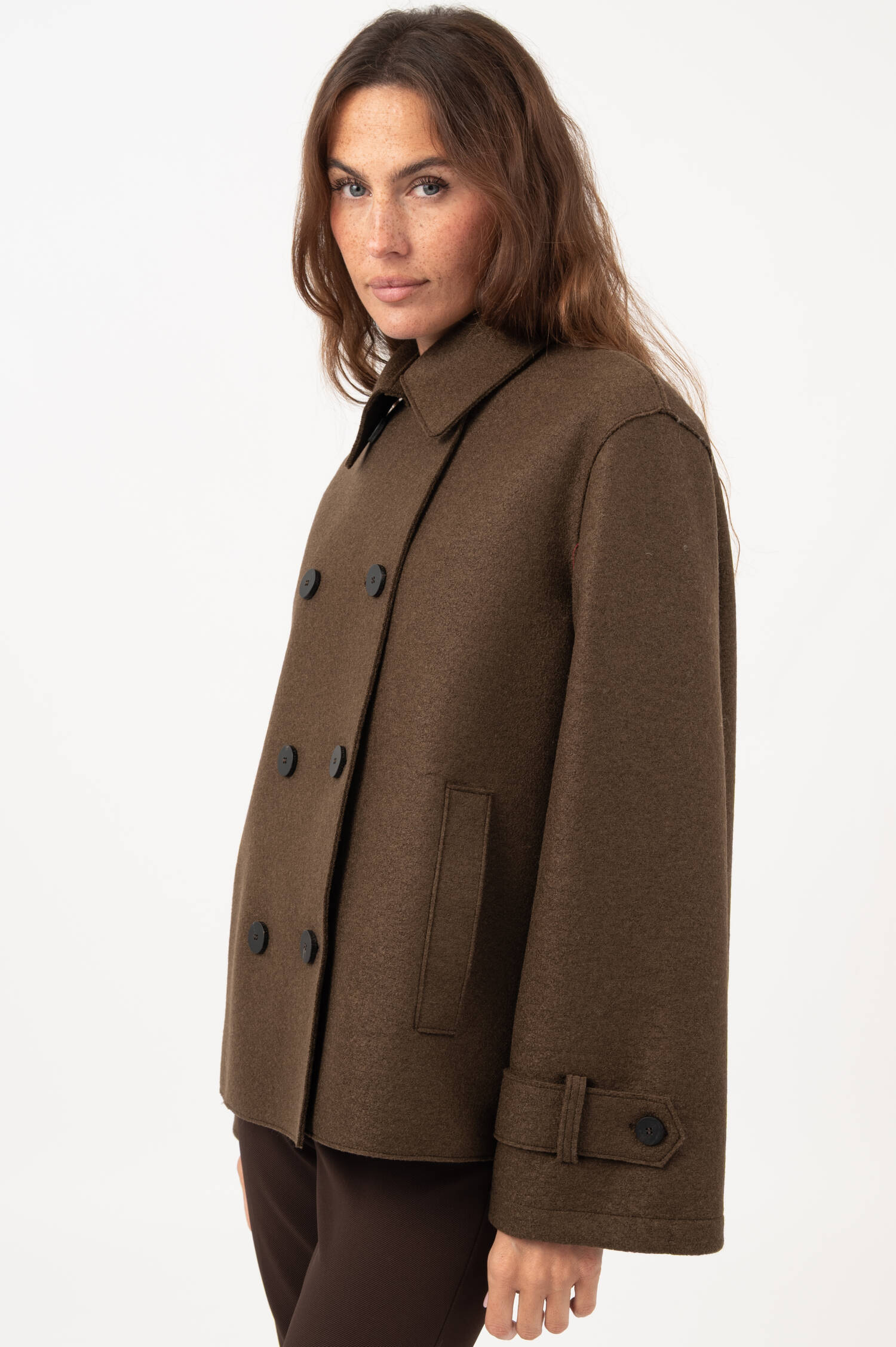 Woll-Peacoat in Teddybraun