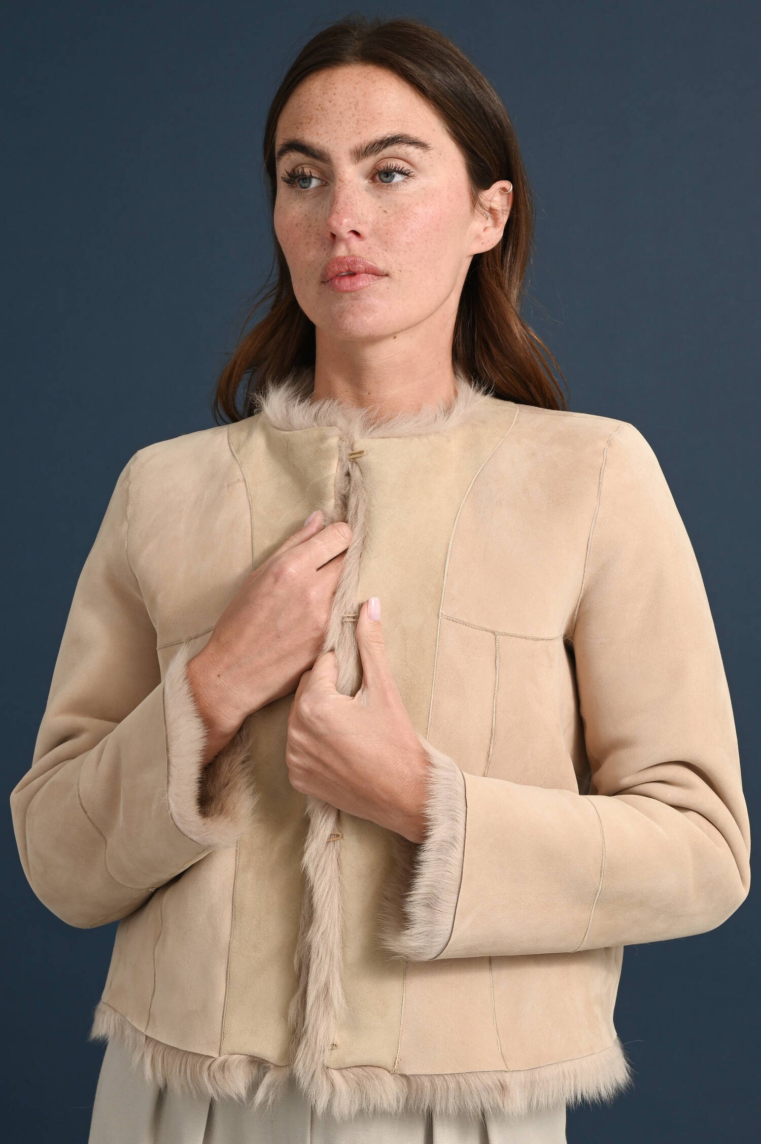 Wendejacke NINA aus Lammleder in Nude