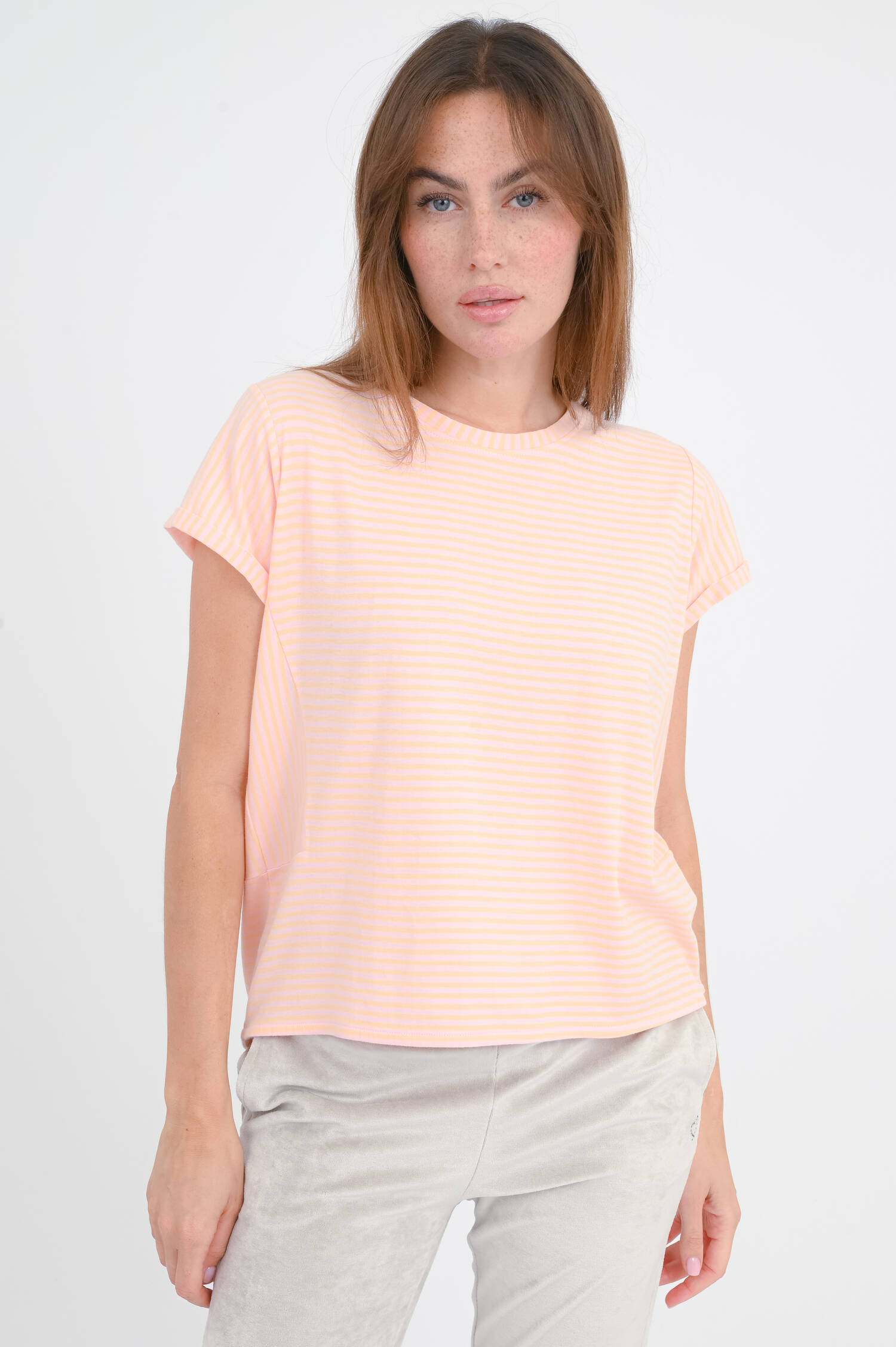 Gestreiftes-Shirt LILY in Rosa/Orange