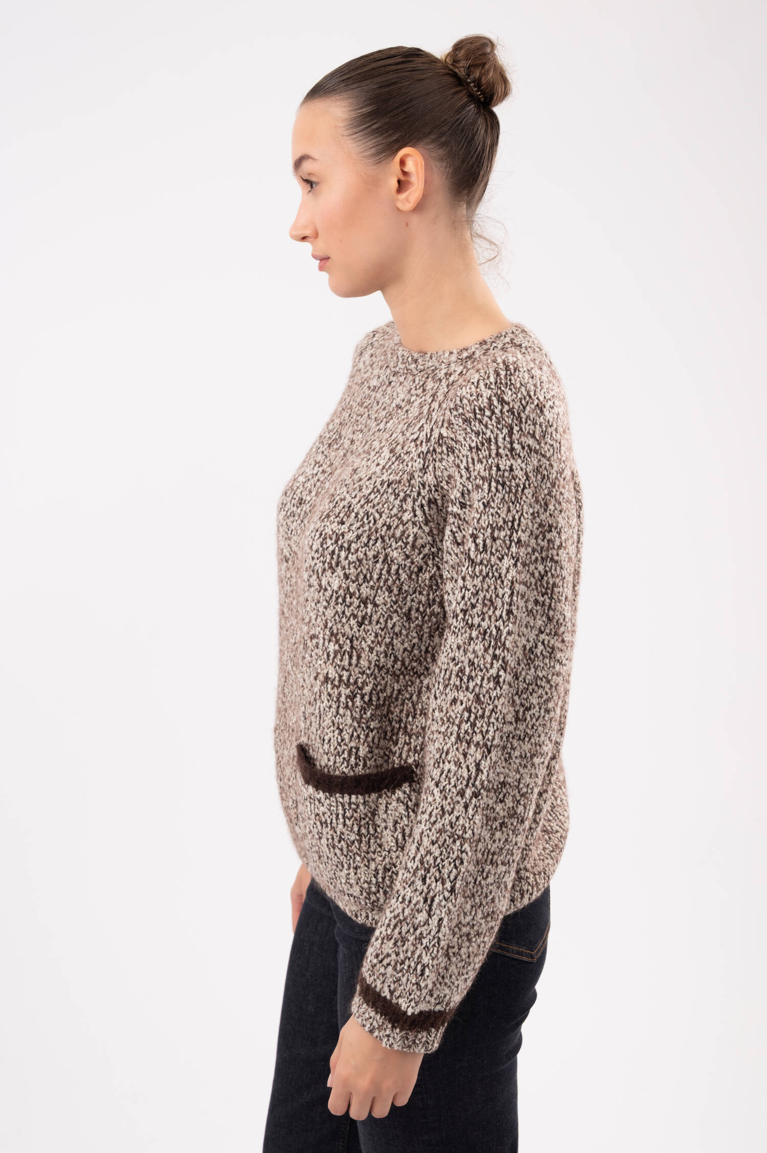 Relaxed-Pullover in Braun/Beige meliert