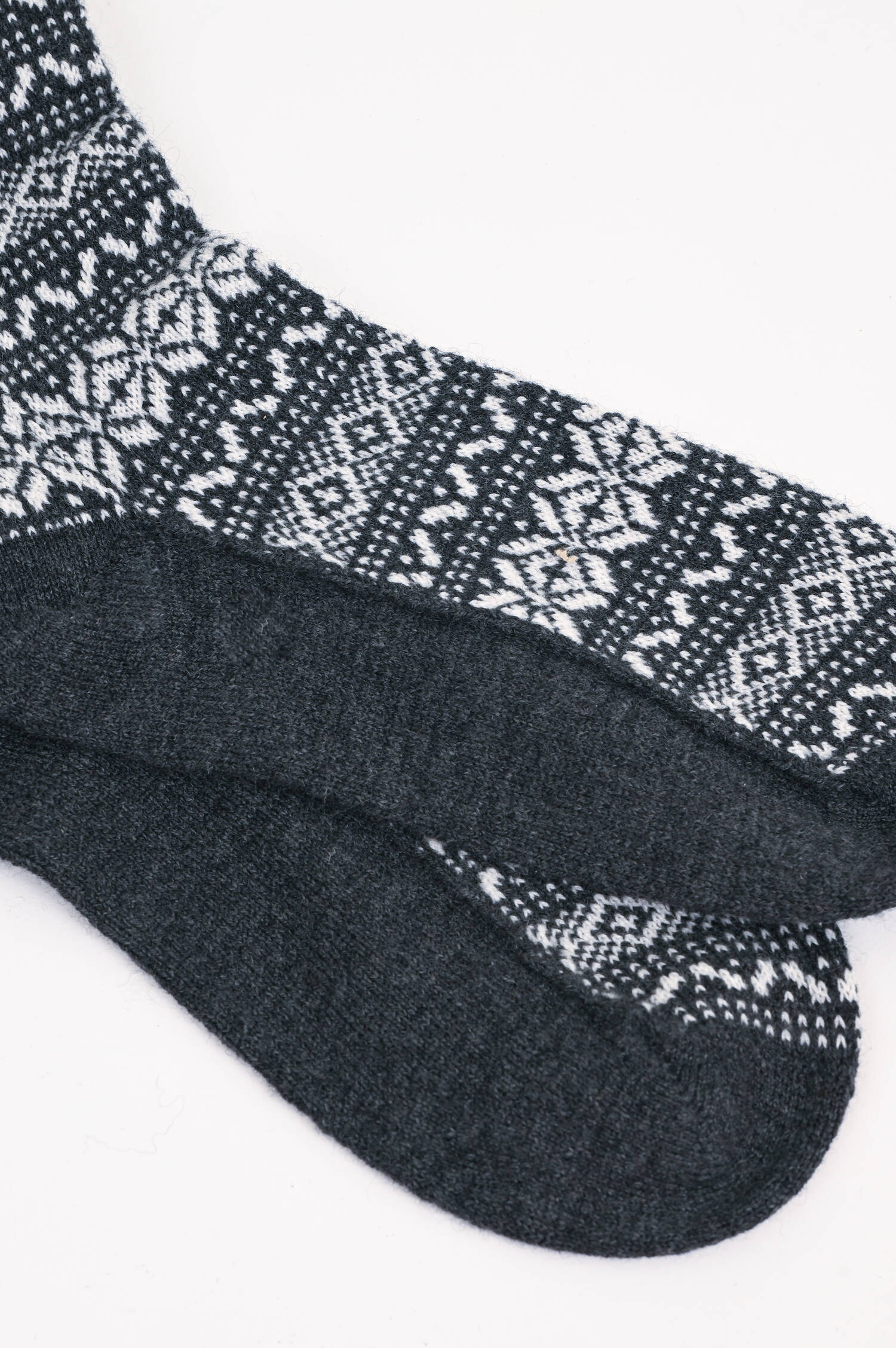 Cashmere Socken mit Muster in Grau/Weiß