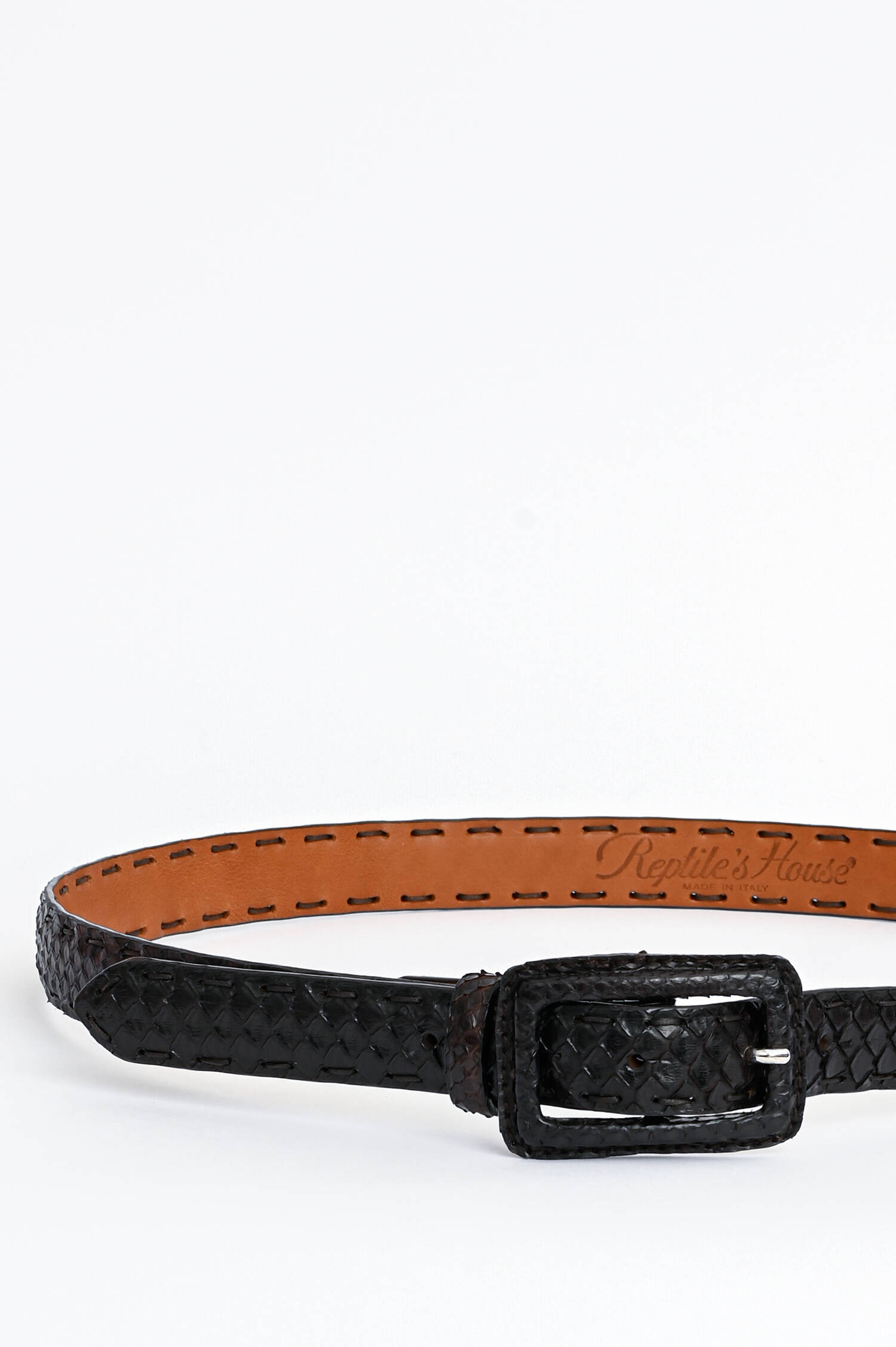 Gürtel PITONE aus Python-Leder in Schwarzbraun 