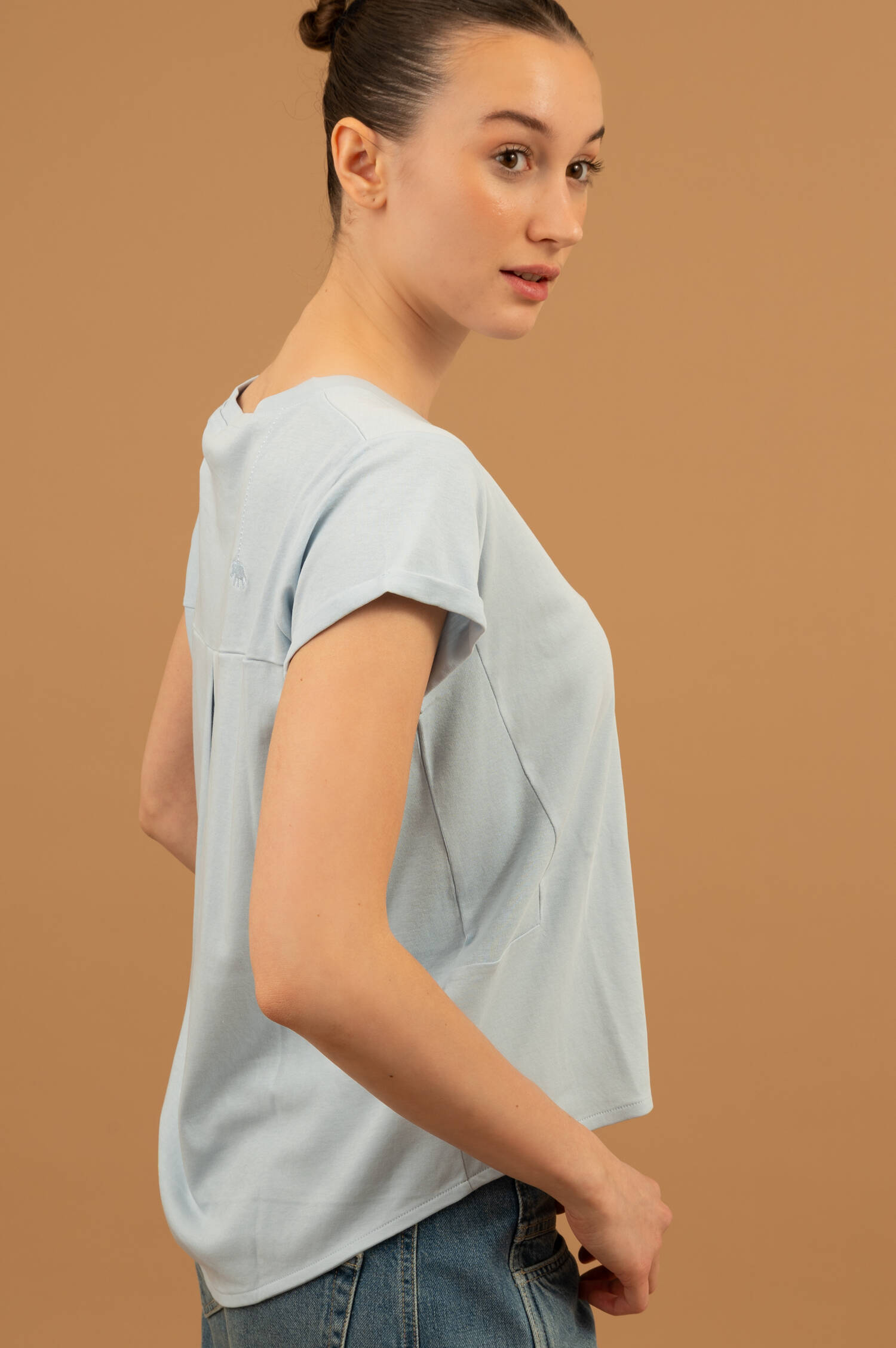 Baumwoll T-Shirt LILY in Eisblau