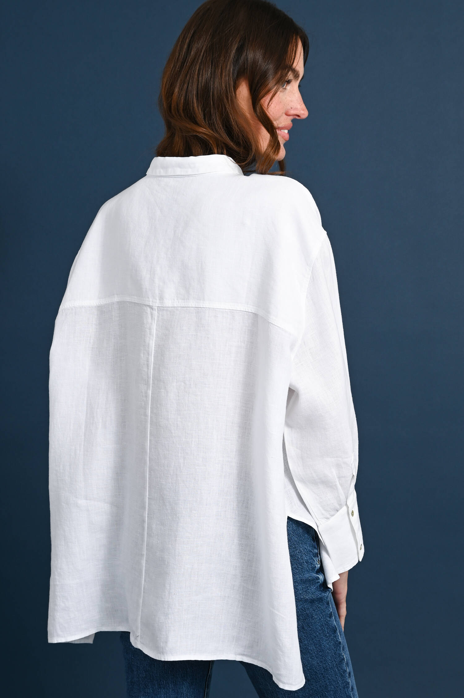Leinen Hemdbluse in Weiß Leinen Hemdbluse in Weiß