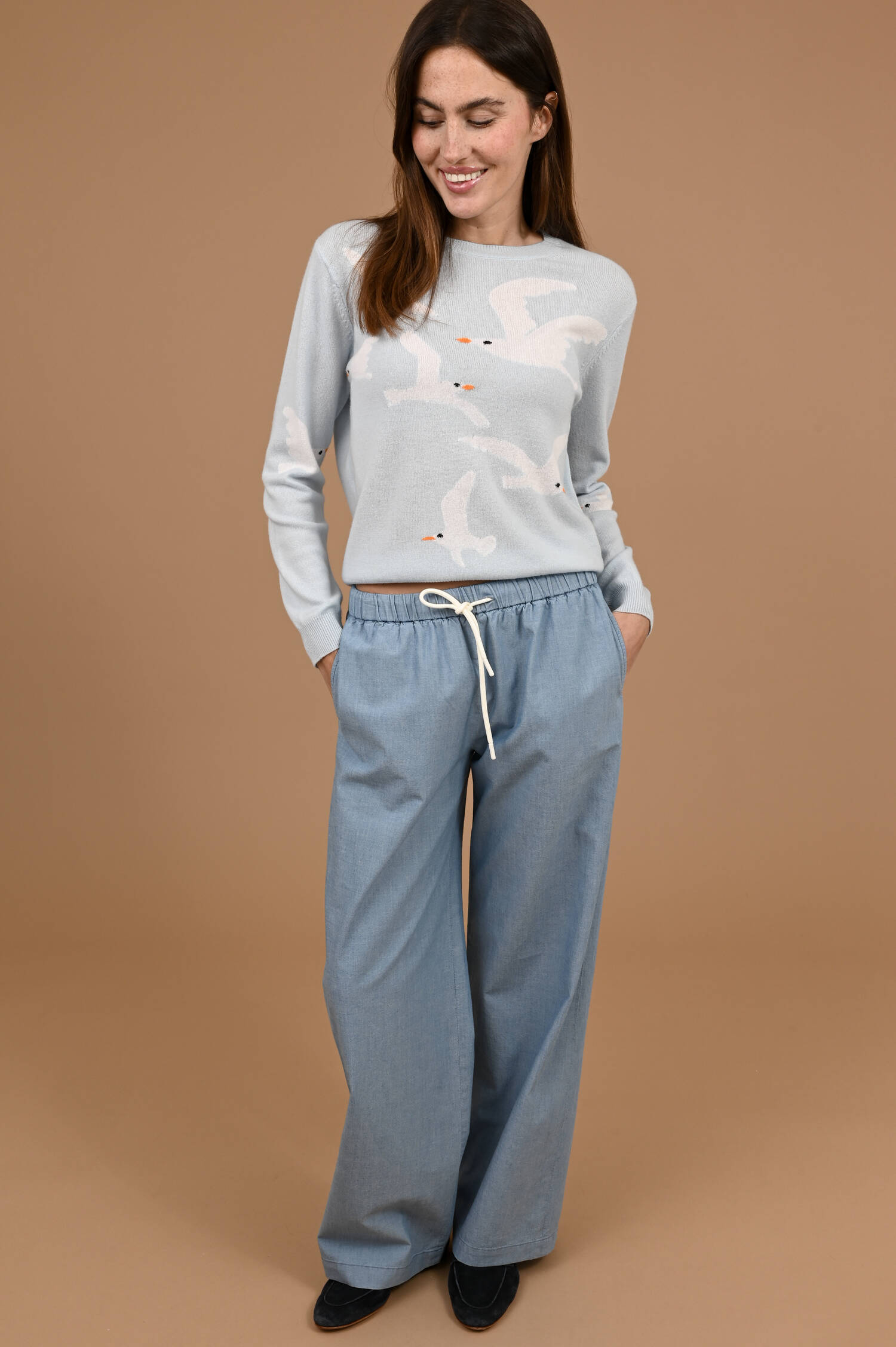 Wide-Leg Hose in Blau