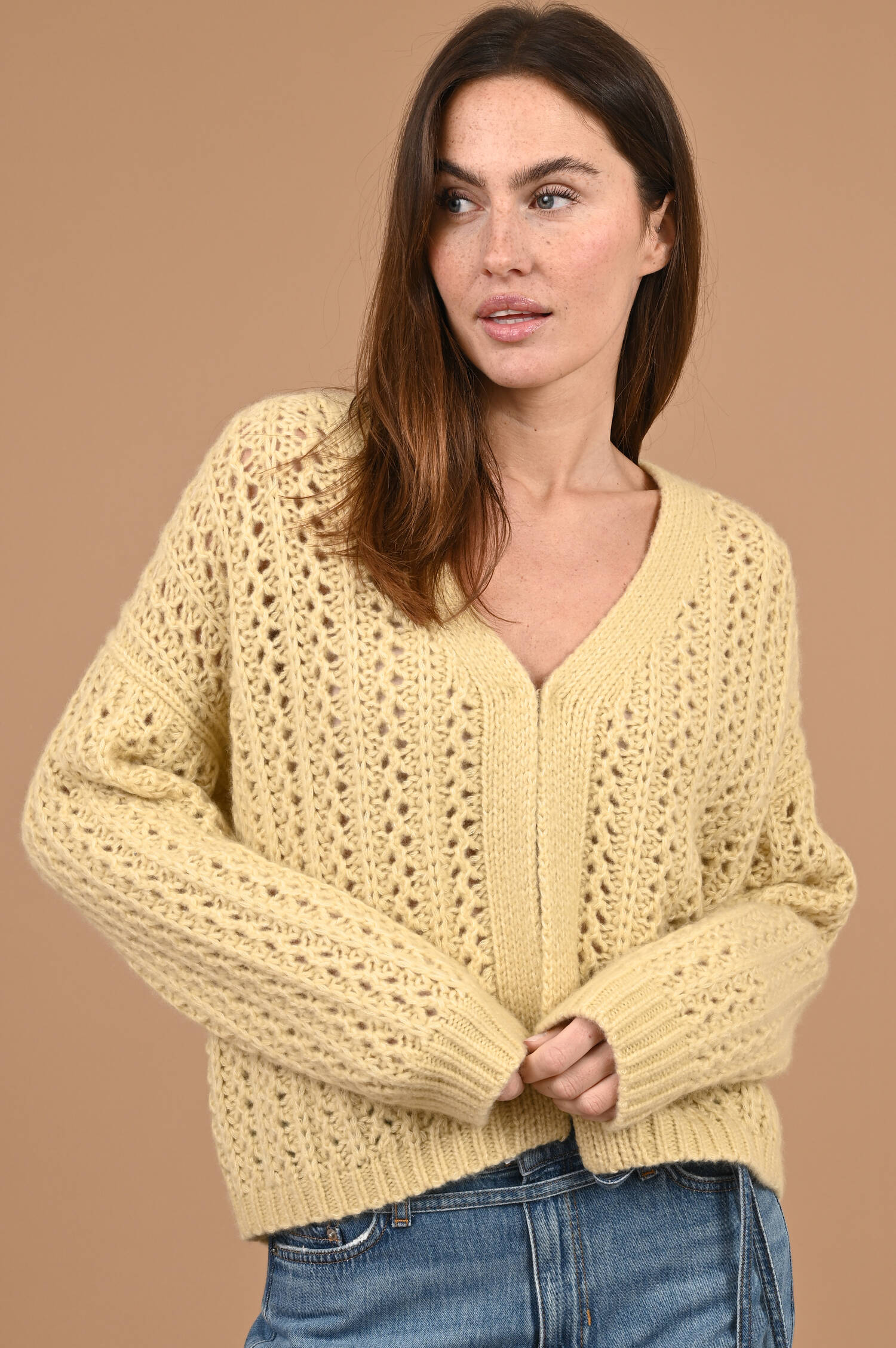 Lochstrickweste COTTO aus Cashmere Mix in Limone Lochstrickweste COTTO aus Cashmere Mix in Limone