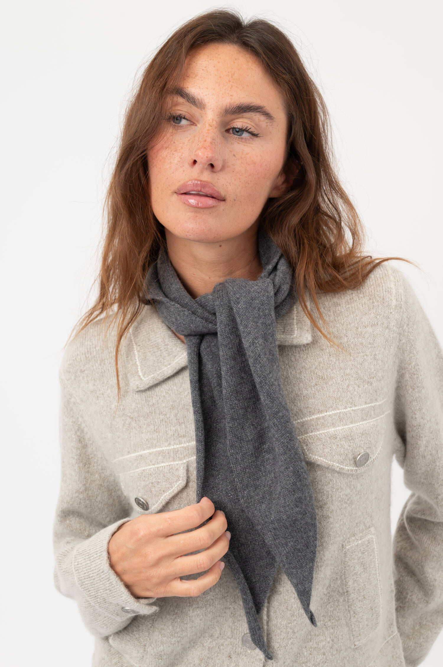 Cashmere Dreieckstuch FLORIANNE in Grau
