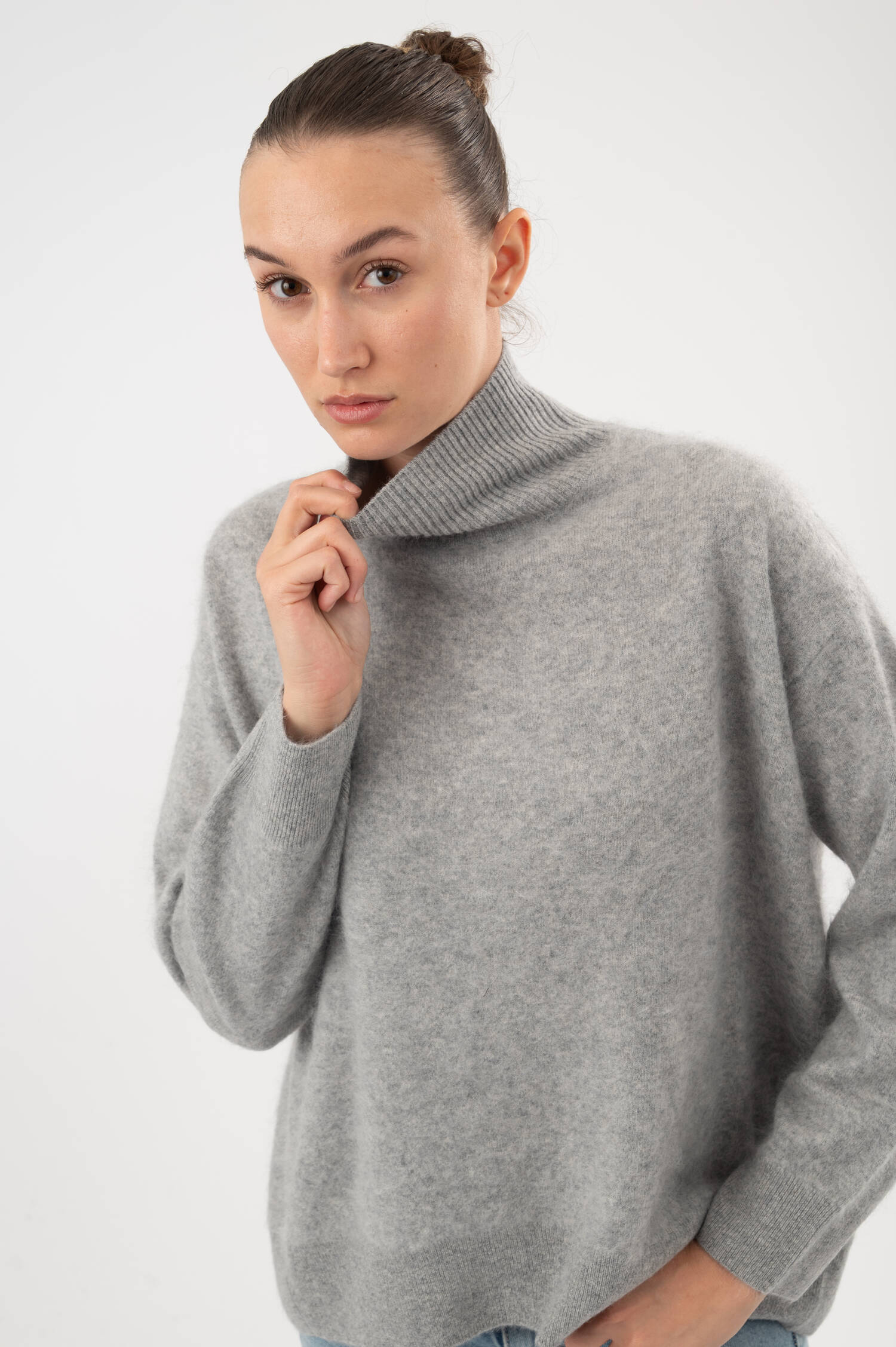 Turtle-Neck Woll-Pullover DANZA in Grau Turtle-Neck Woll-Pullover DANZA in Grau