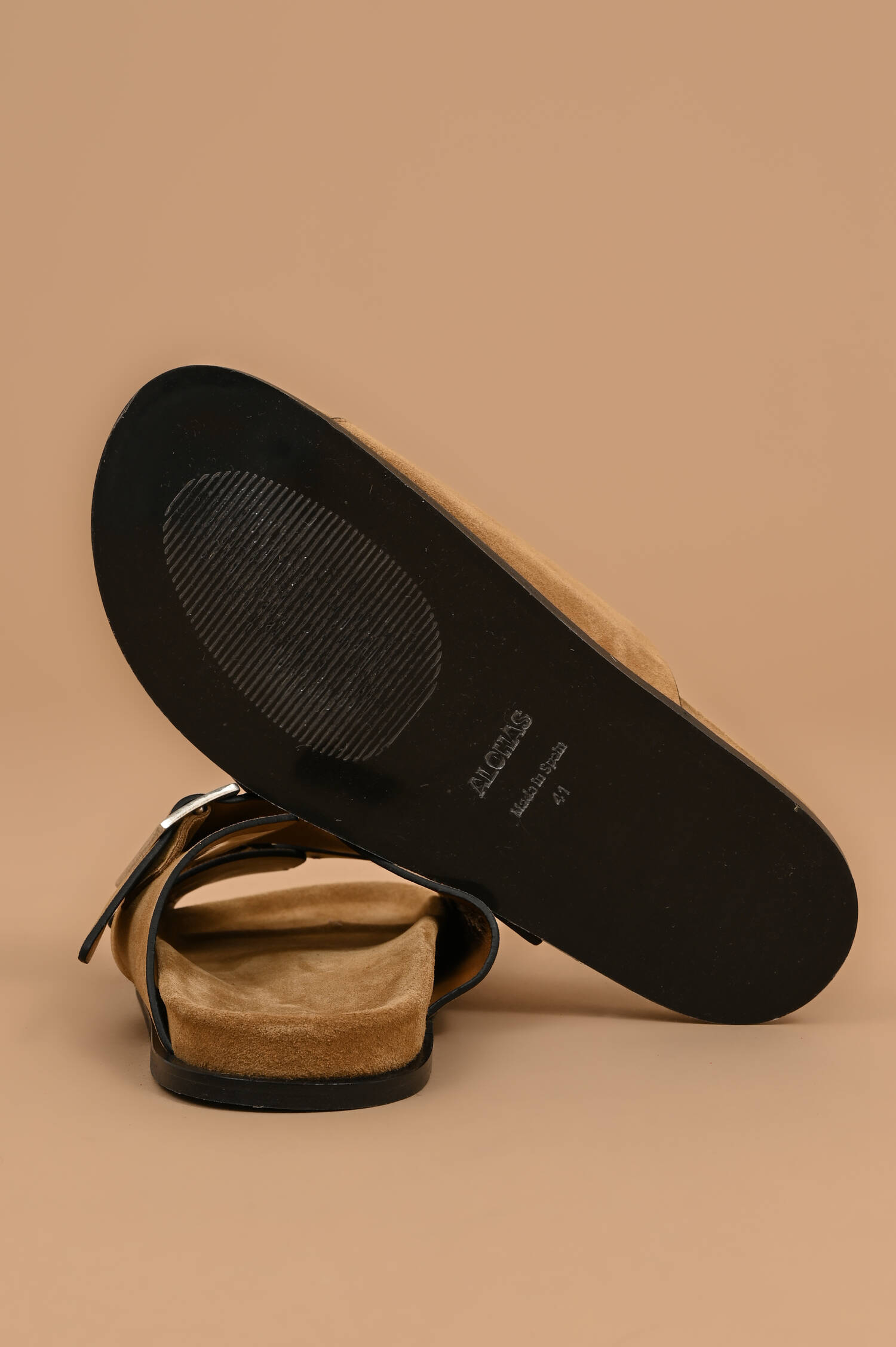 Veloursleder Sandalen in Camelbraun