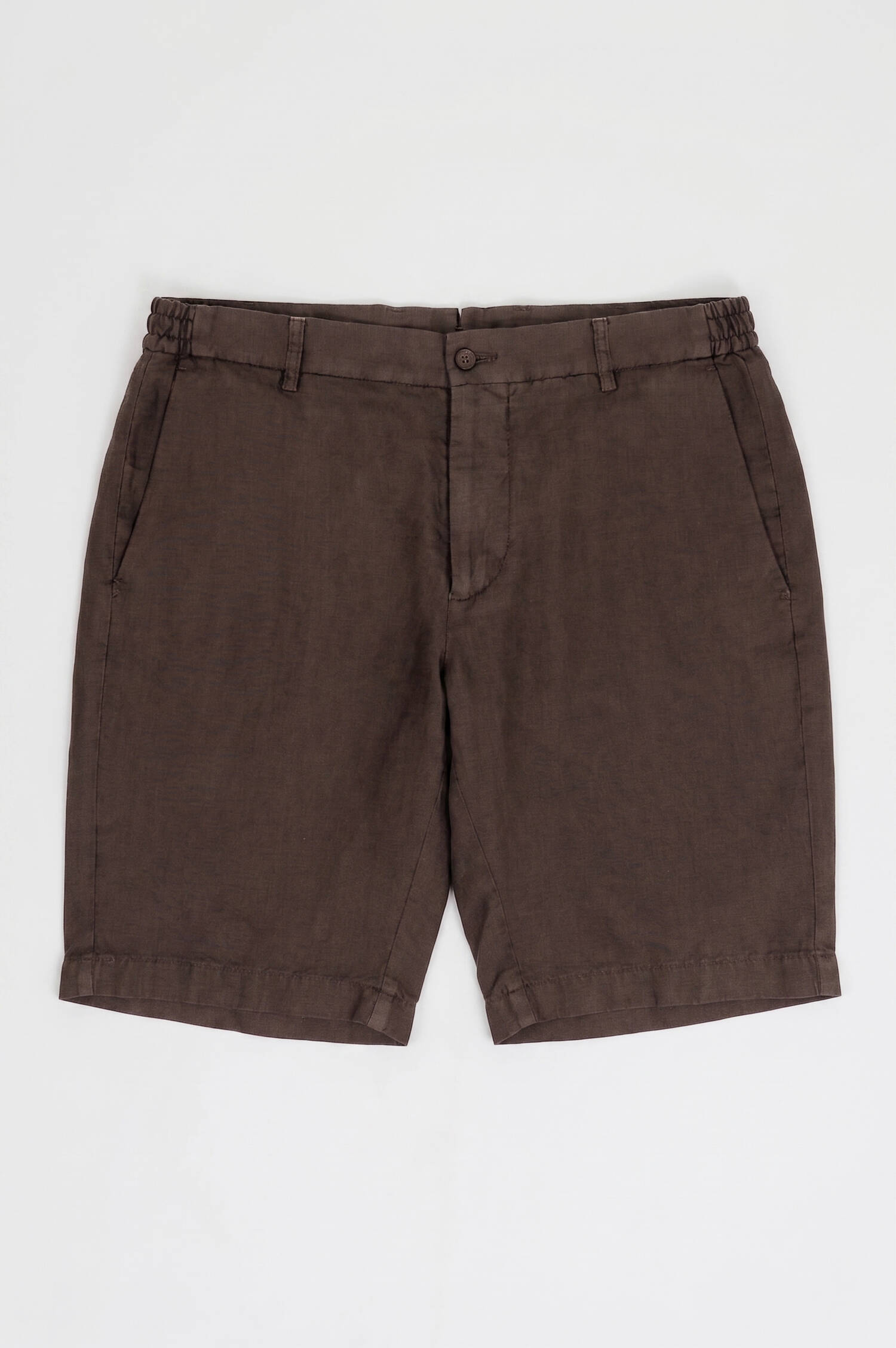Leinen Bermuda in Braun