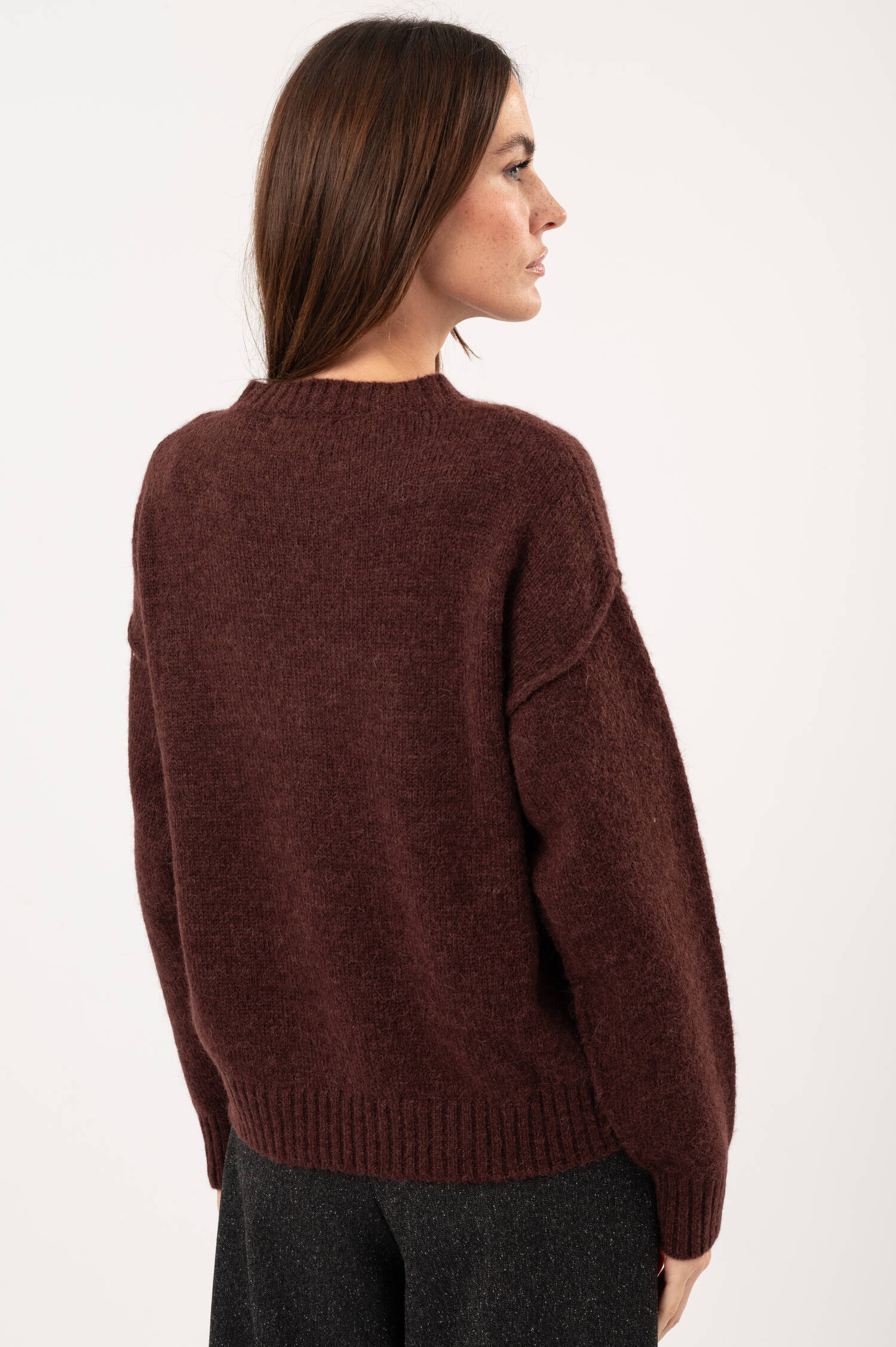 Pullover aus Alpaka-Mix in Bordeaux Pullover aus Alpaka-Mix in Bordeaux